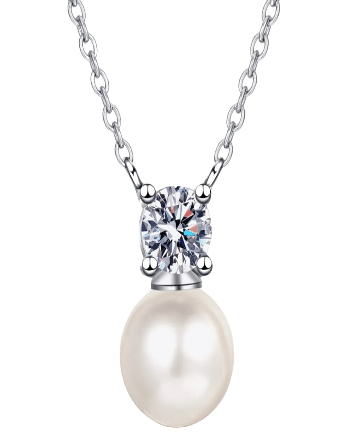 0.5 Carat Diamond Pearl Pendant Necklace