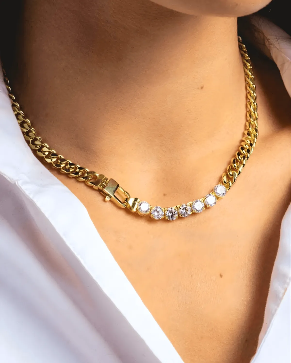 18K Diamond Gold Chain Necklace Bracelet Bundle Set - MASON CHUNKY CHAIN™