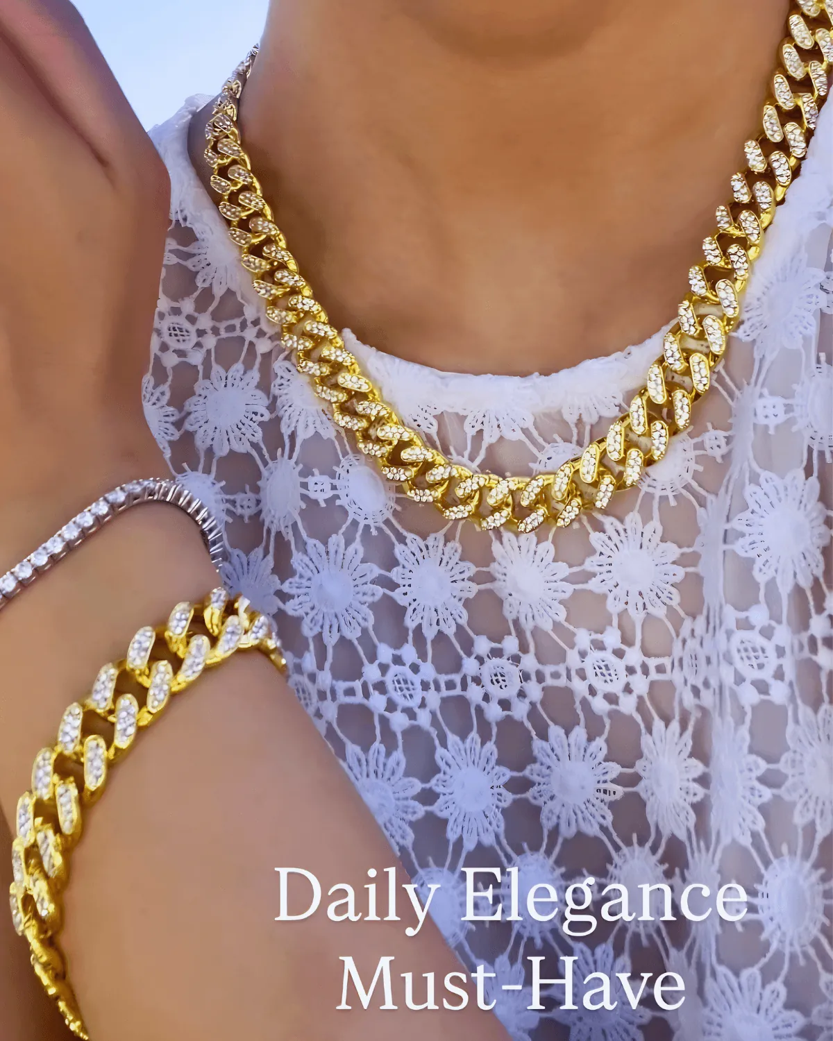 18K Diamond Gold Chain Necklace Bracelet Bundle Set - MASON CHUNKY CHAIN™ On My Mind