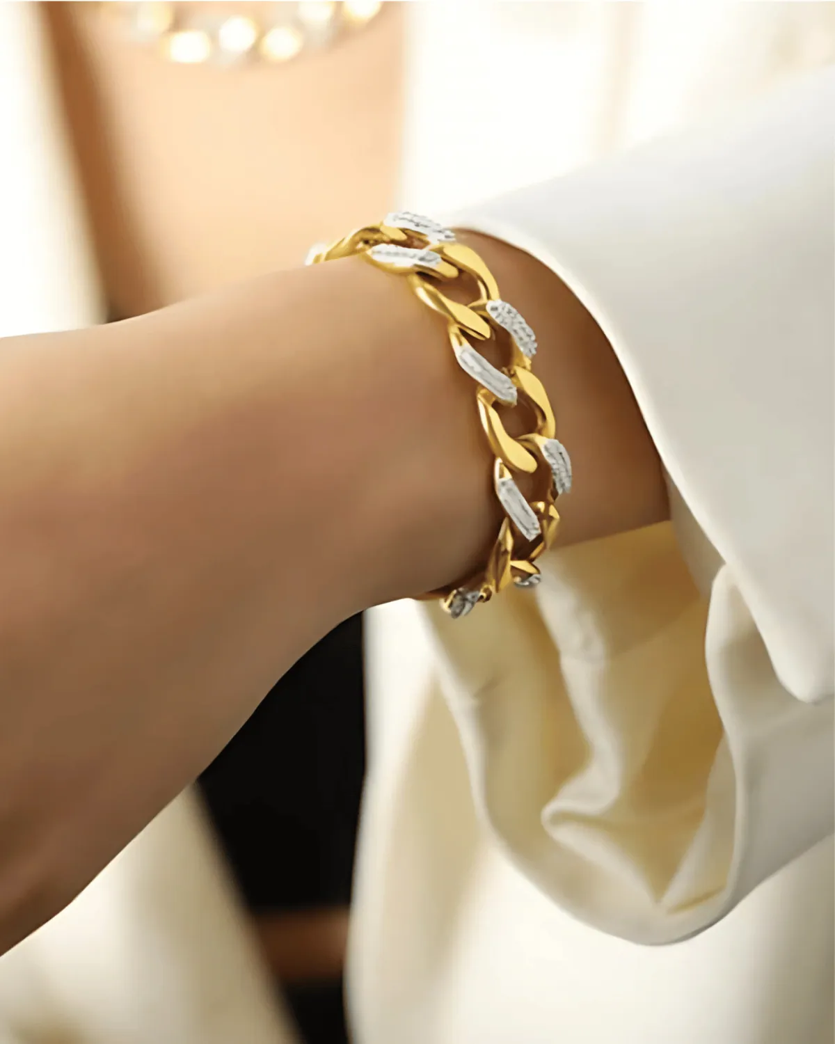 18K Diamond Gold Chunky Chain Bracelet