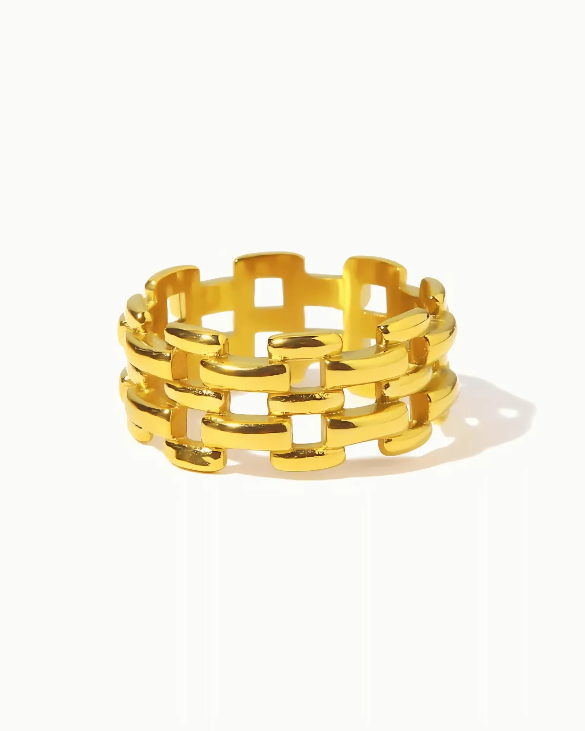 18K Gold Band Ring - MASON CHUNKY CHAIN™ - Cutout