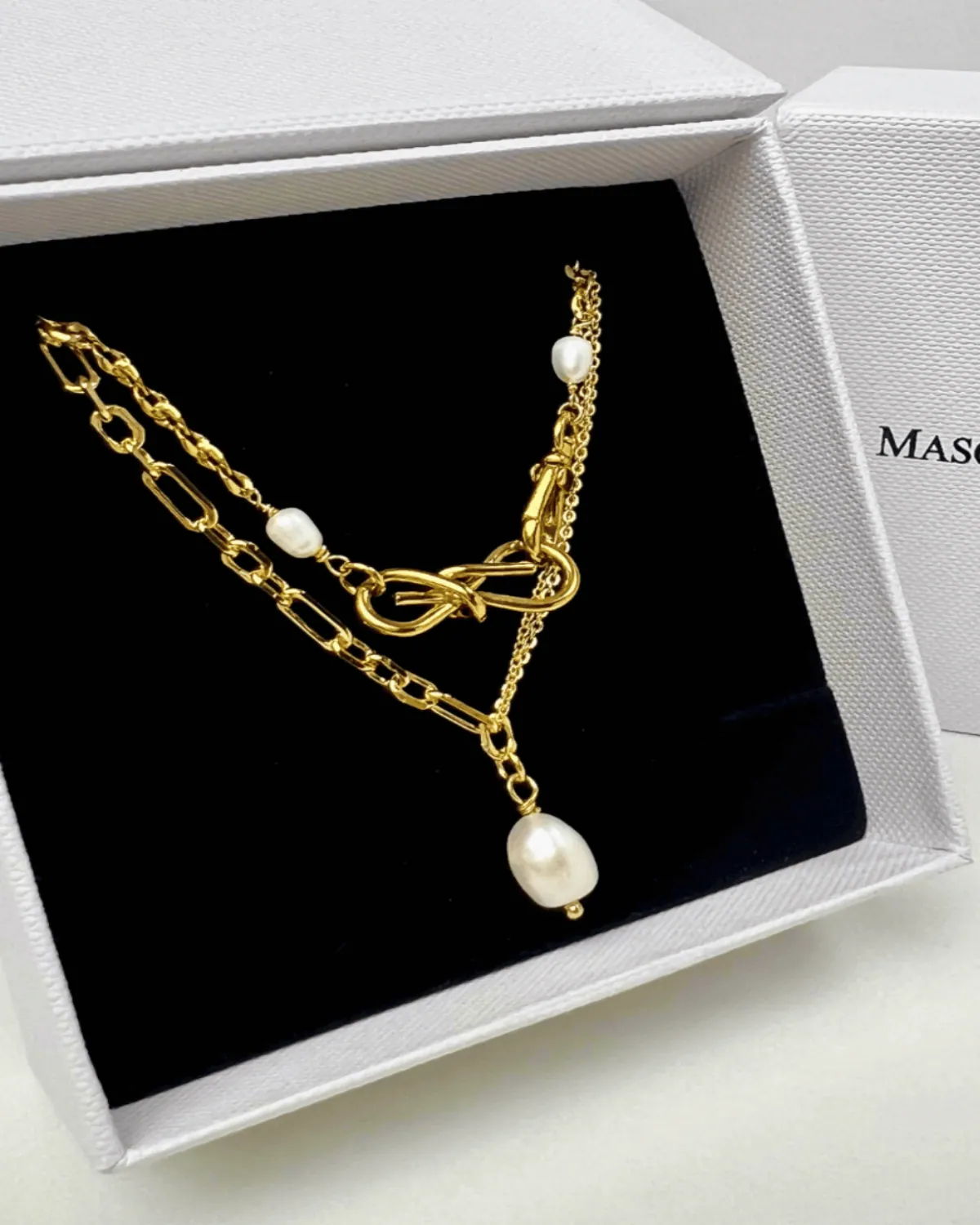 18K Gold Bow + Pearl Pendant Necklace Stack Bundle
