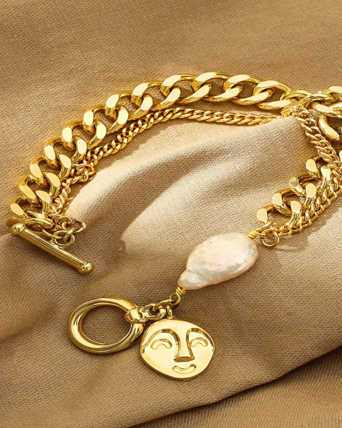 18K Gold Chain Bracelet with Pearl - MADISON PEARL DUET™