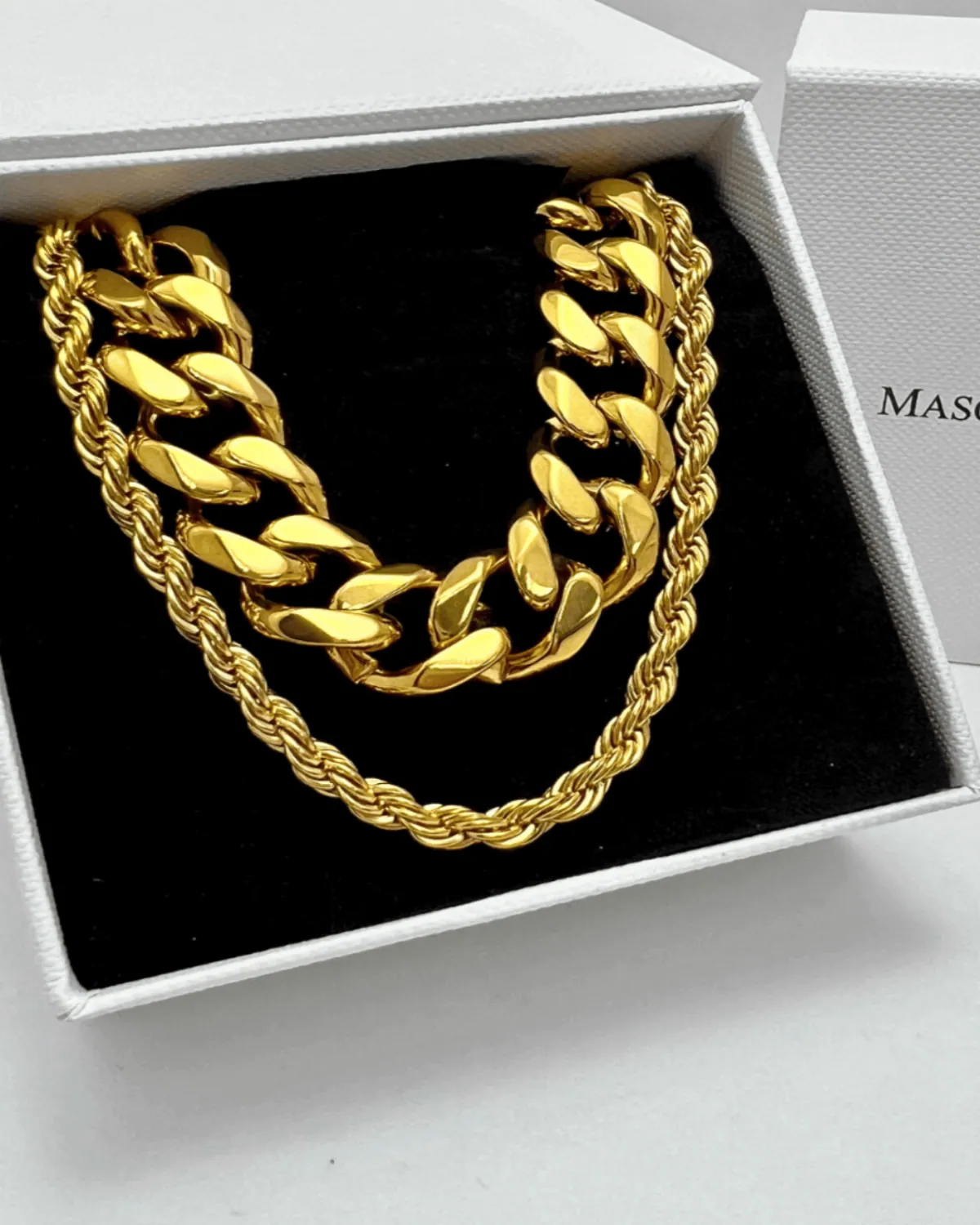 18K Gold Chunky Chain + Rope Chain Necklace Stack Bundle - MASON CHUNKY CHAIN™