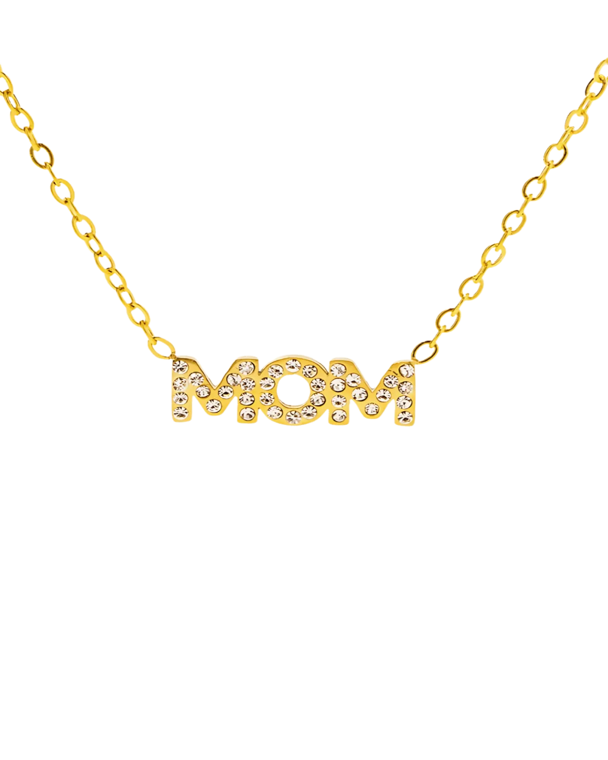 18K Gold Diamond MOM Pendant Necklace