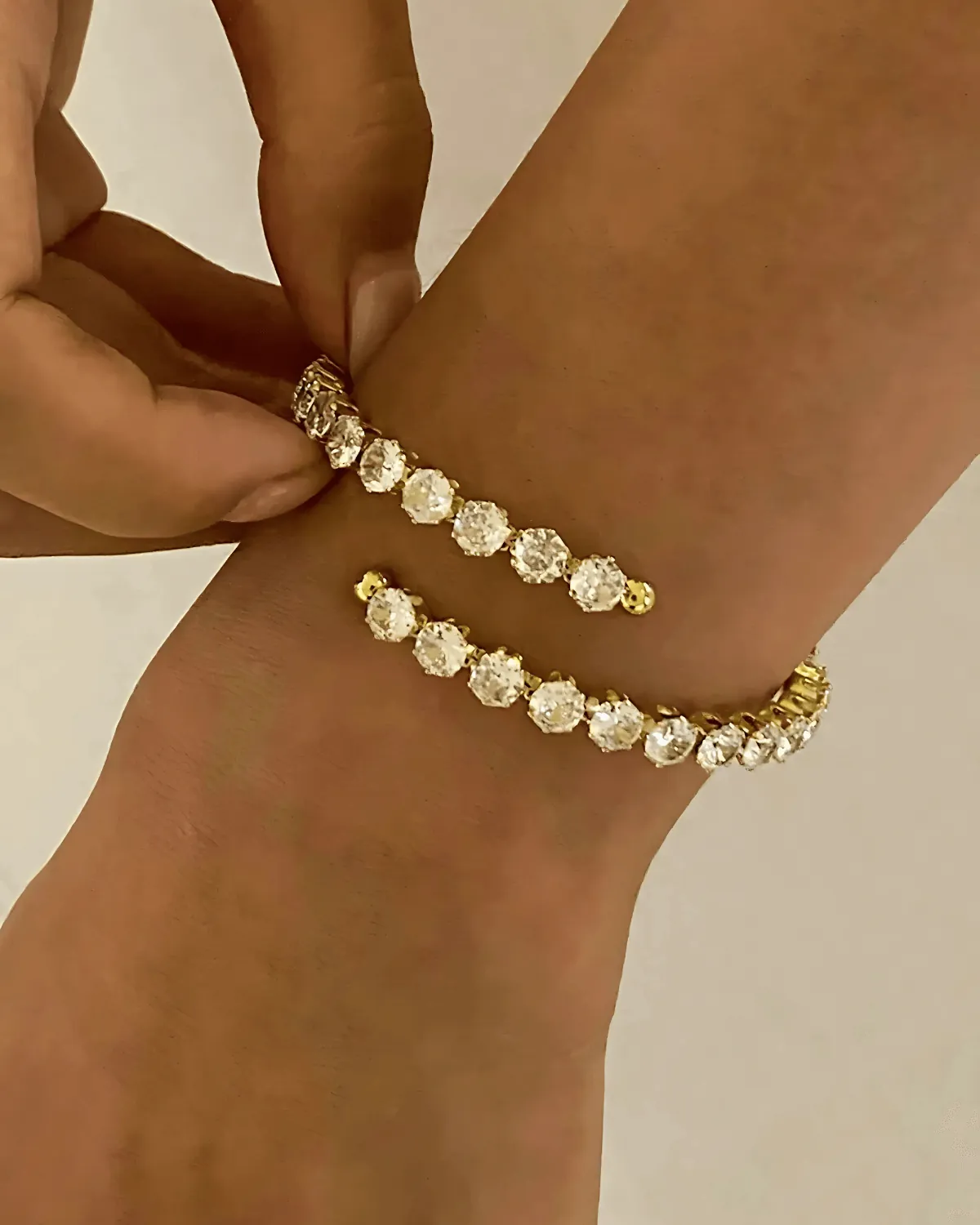 18K Gold Diamond Open Bracelet