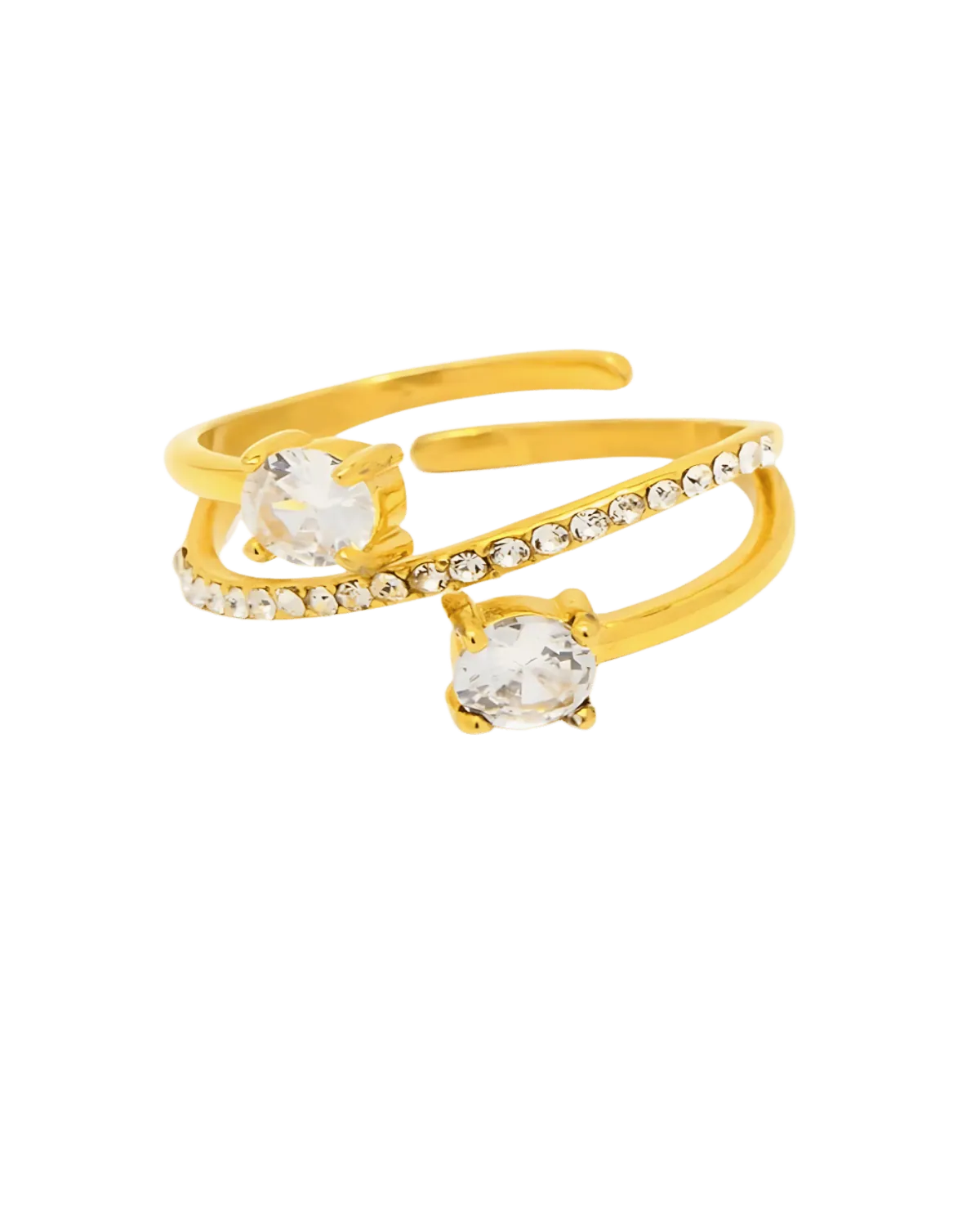 18K Gold Diamond Open Ring