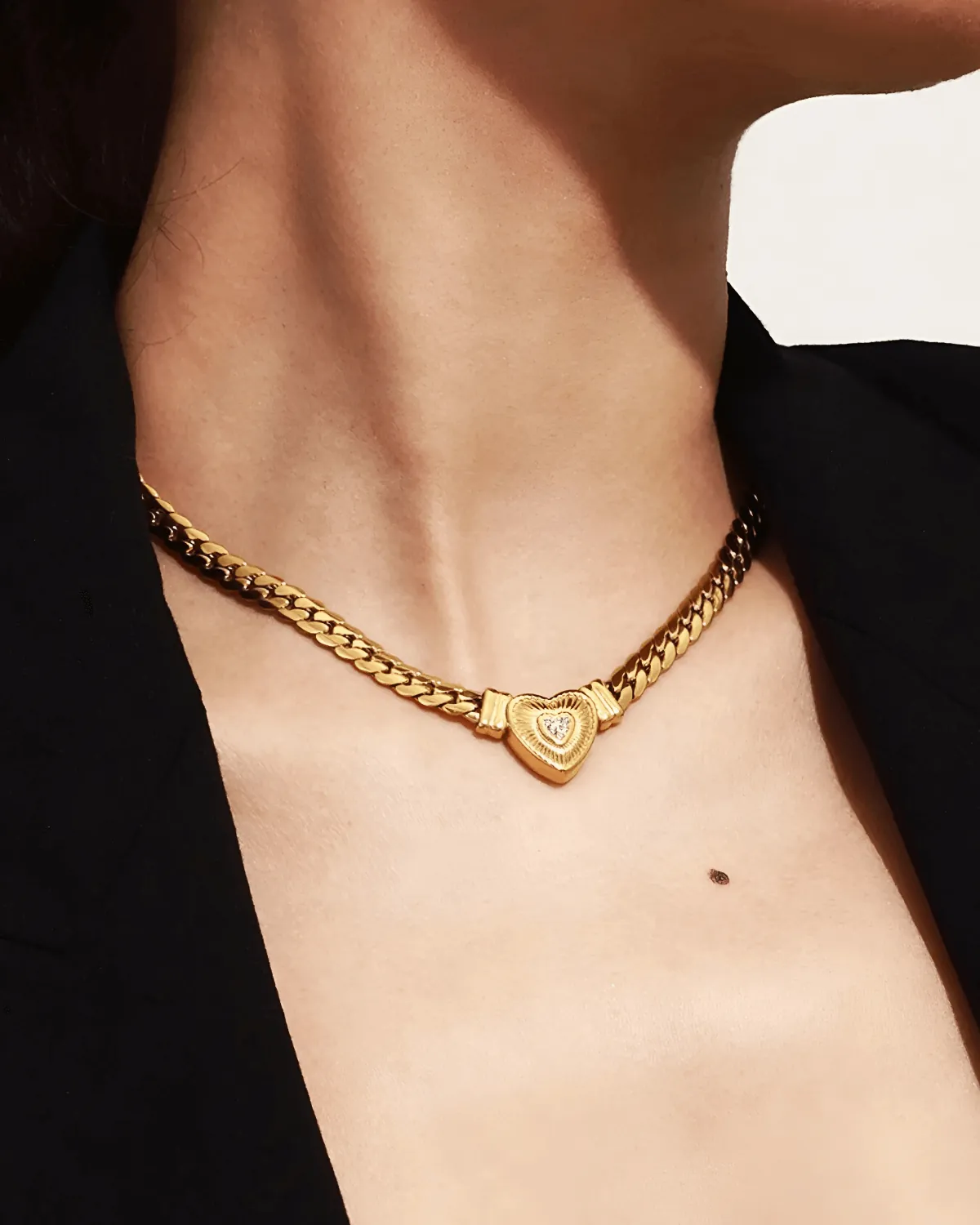 18K Gold Heart Chain Necklace - MASON CHUNKY CHAIN™