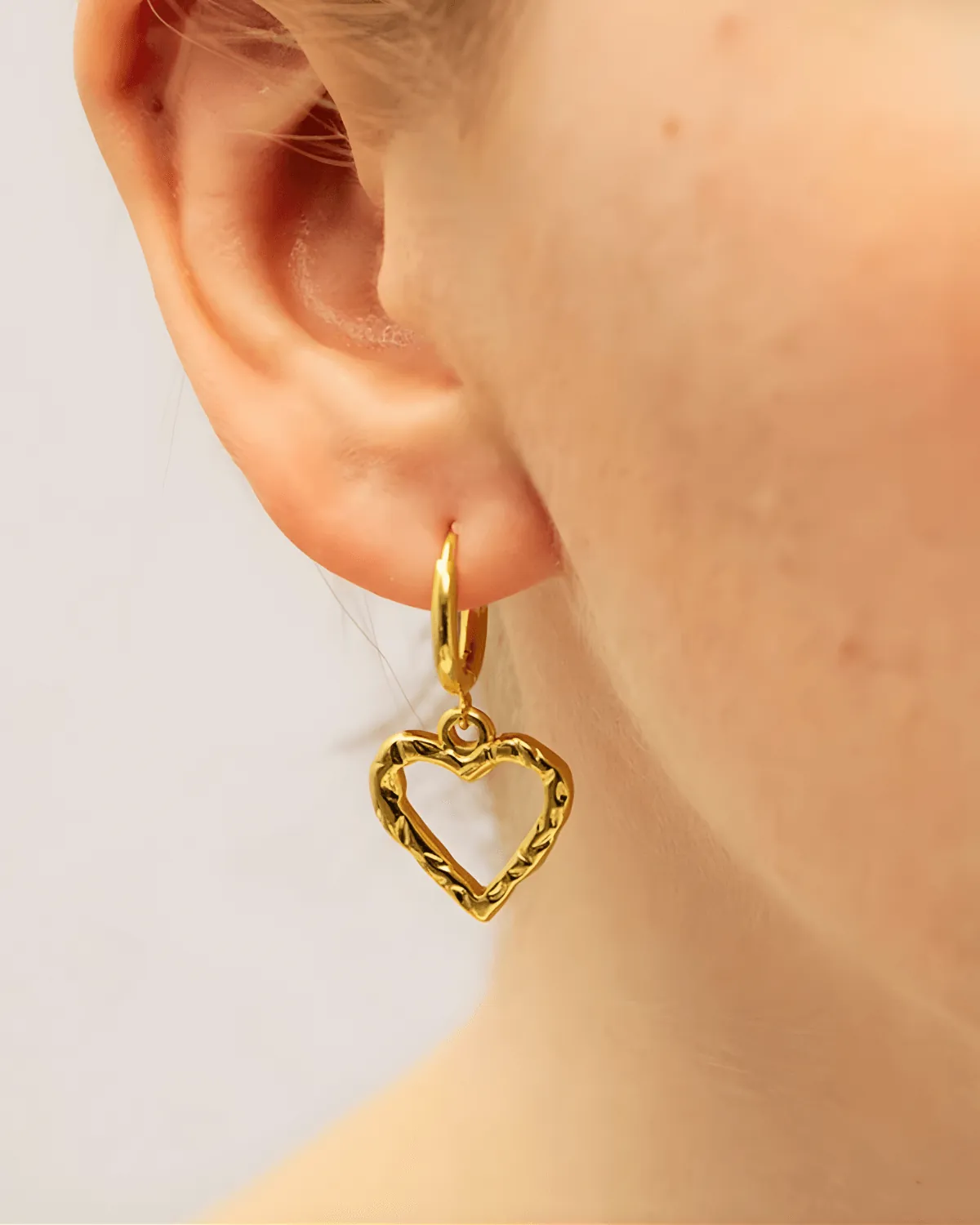 18K Gold Heart Drop Earrings