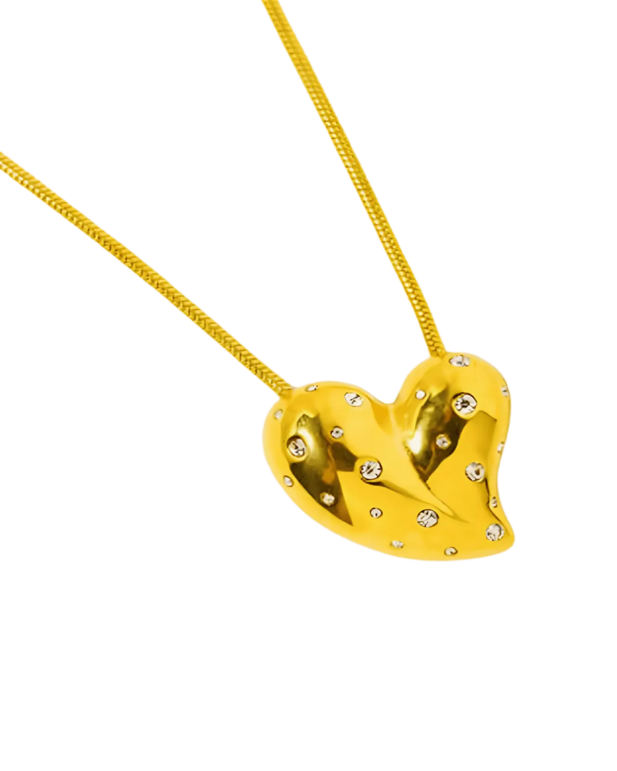 18K Gold Heart Pendant Necklace with Diamonds