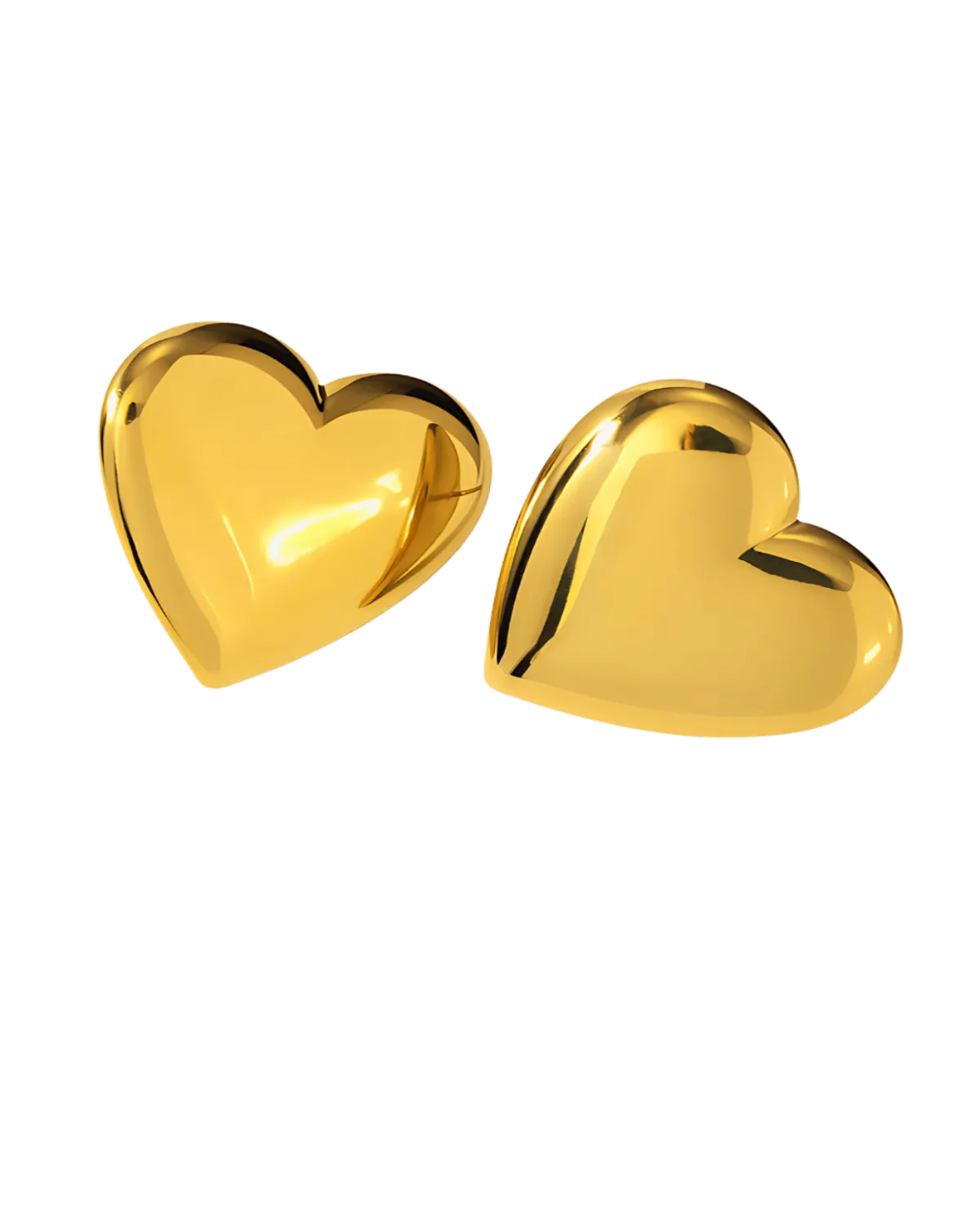 18K Gold Heart Stud Earrings