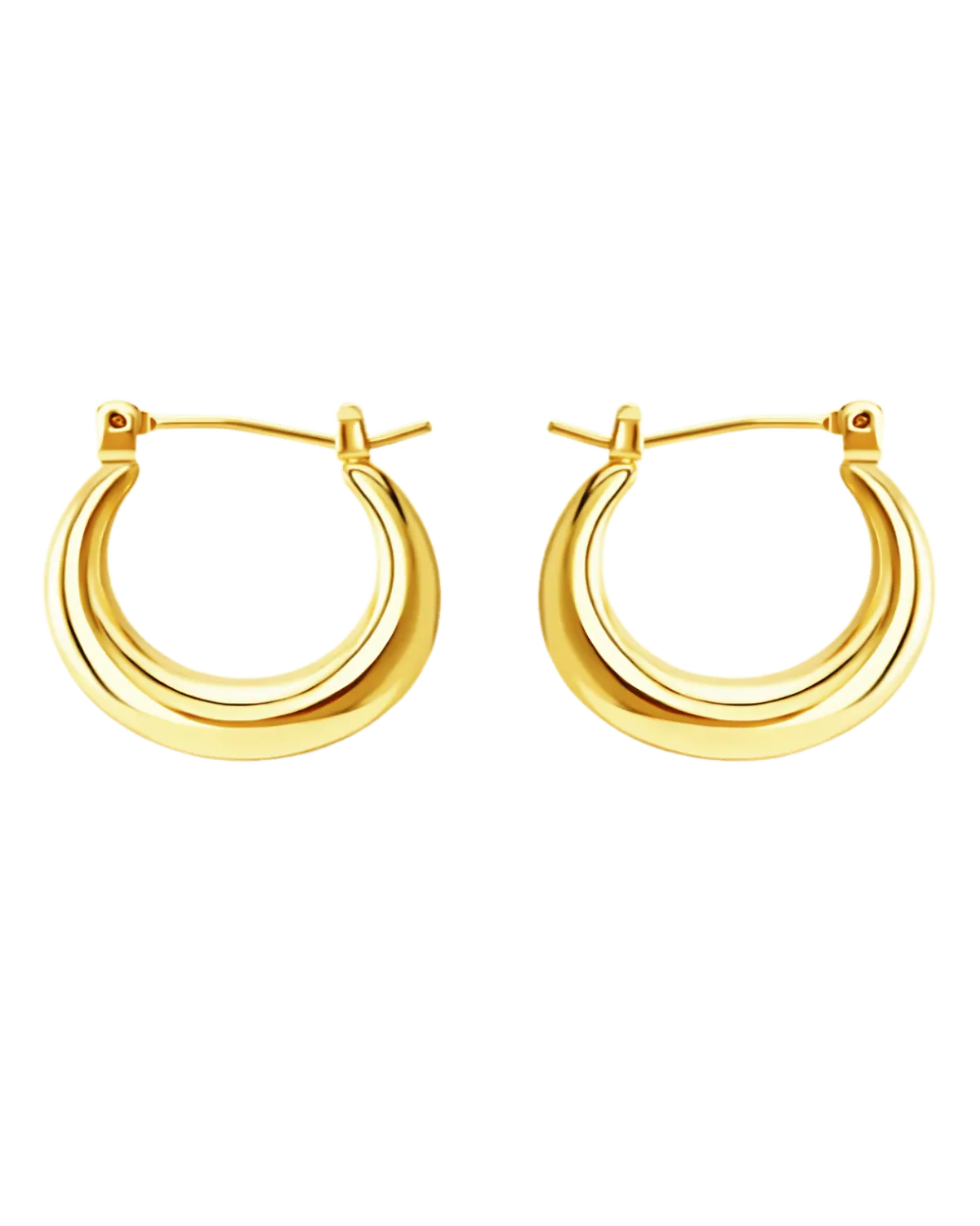 18K Gold Hoops Earrings - Dome