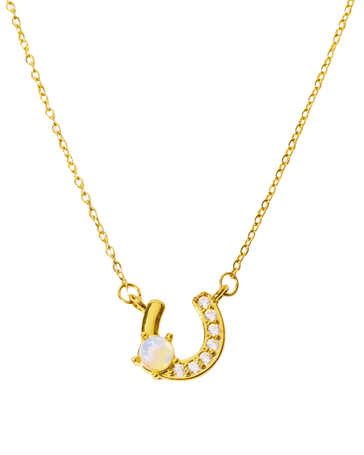 18K Gold Horseshoe Pendant Necklace