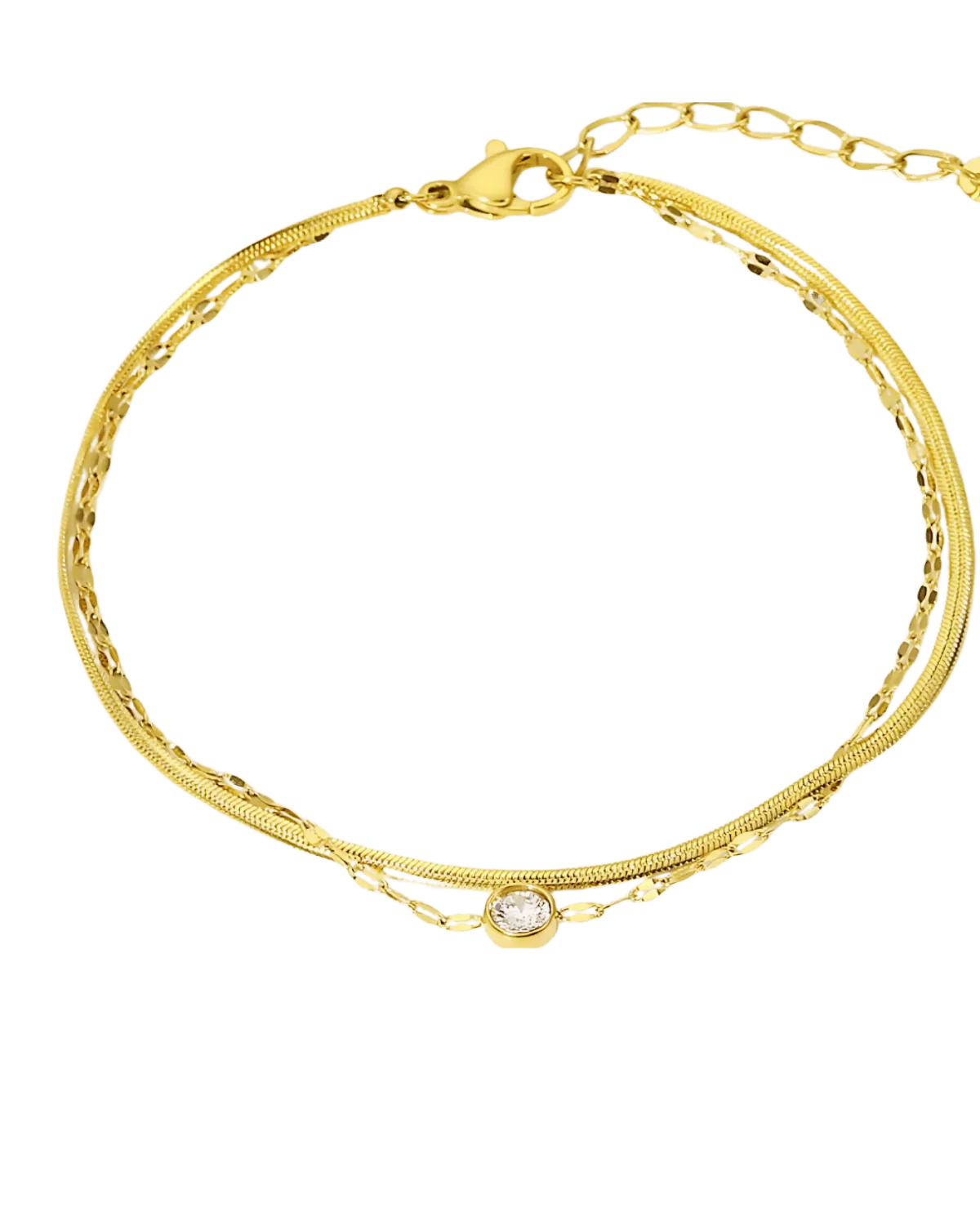 Mason & Madison Co. 18K Gold Layered Chain Bracelet - Herringbone Diamond