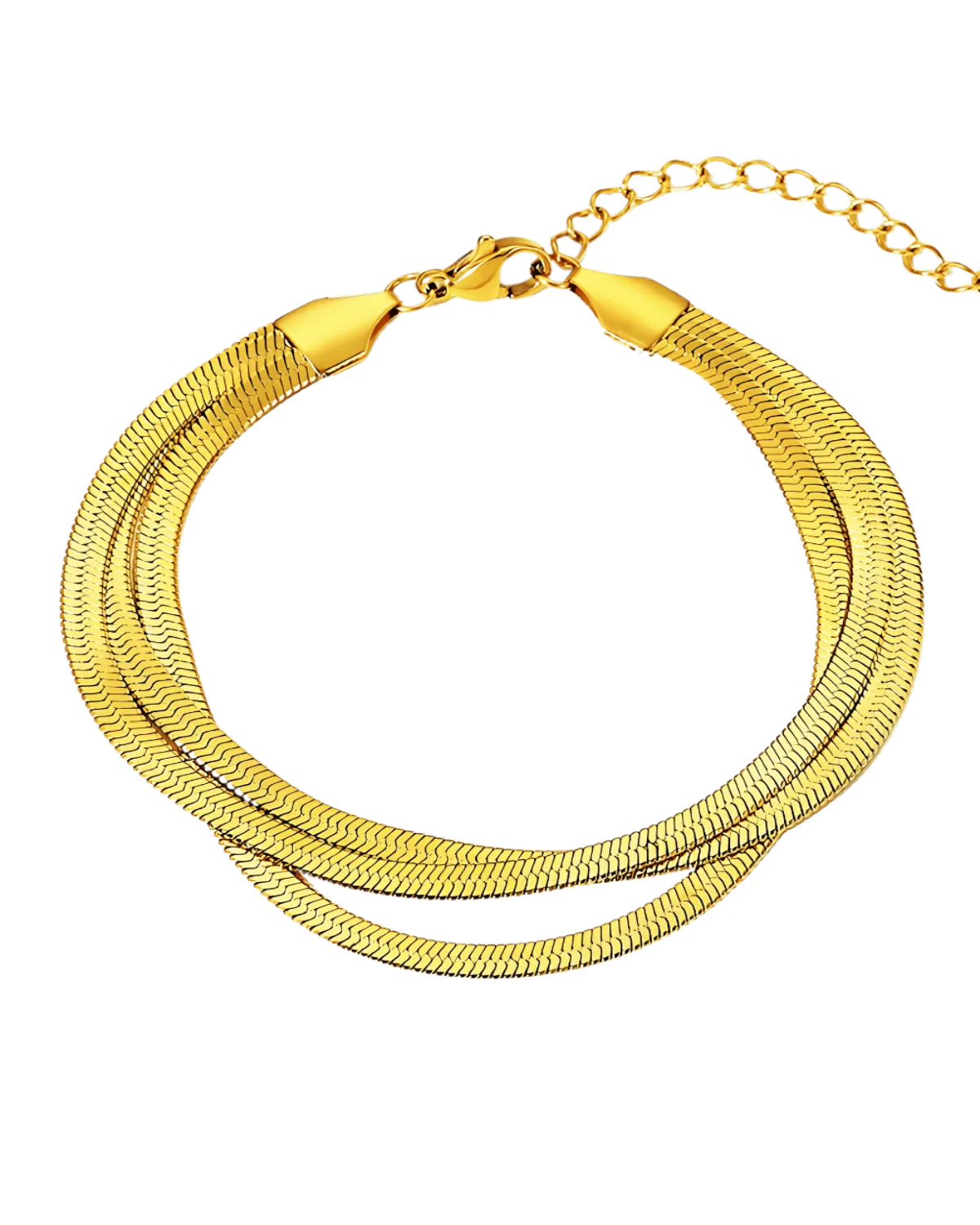 18K Gold Layered Chain Bracelet - Snake Triple
