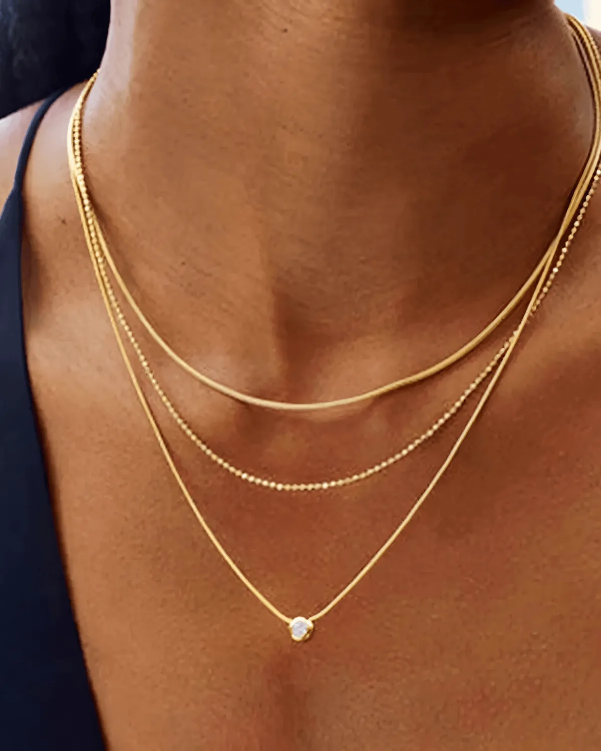 18K Gold Layered Diamond Necklace