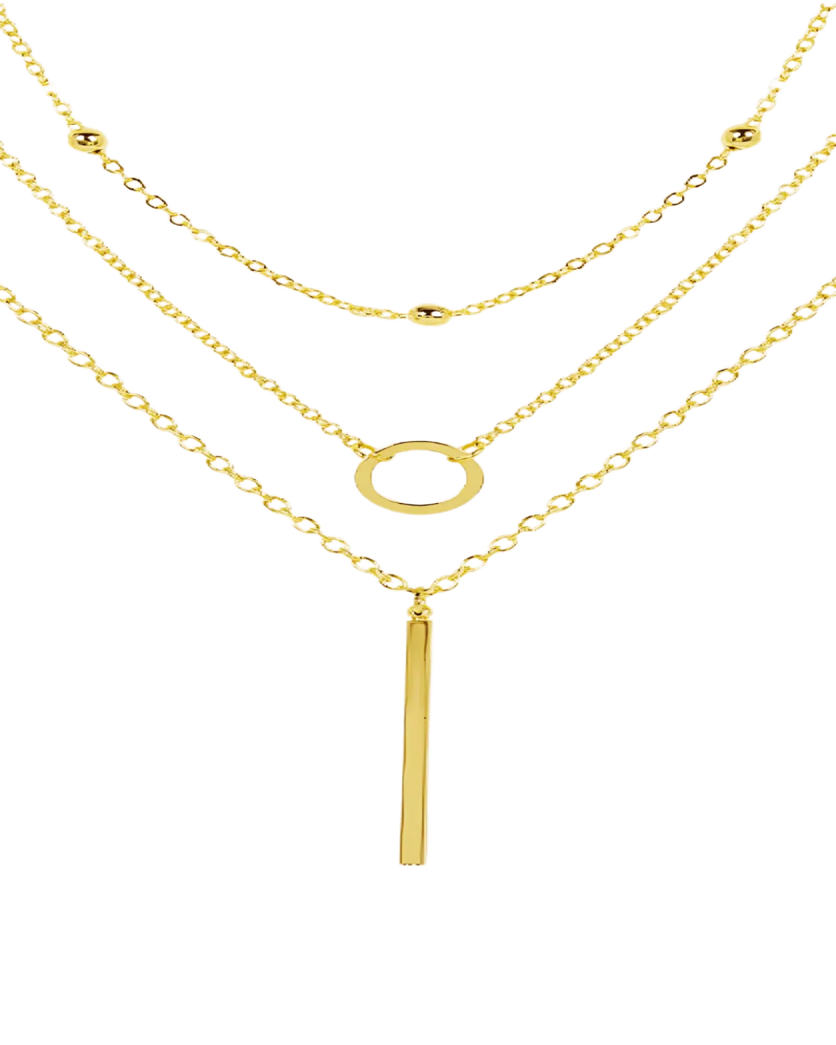 18K Gold Layering Chain Necklaces Set