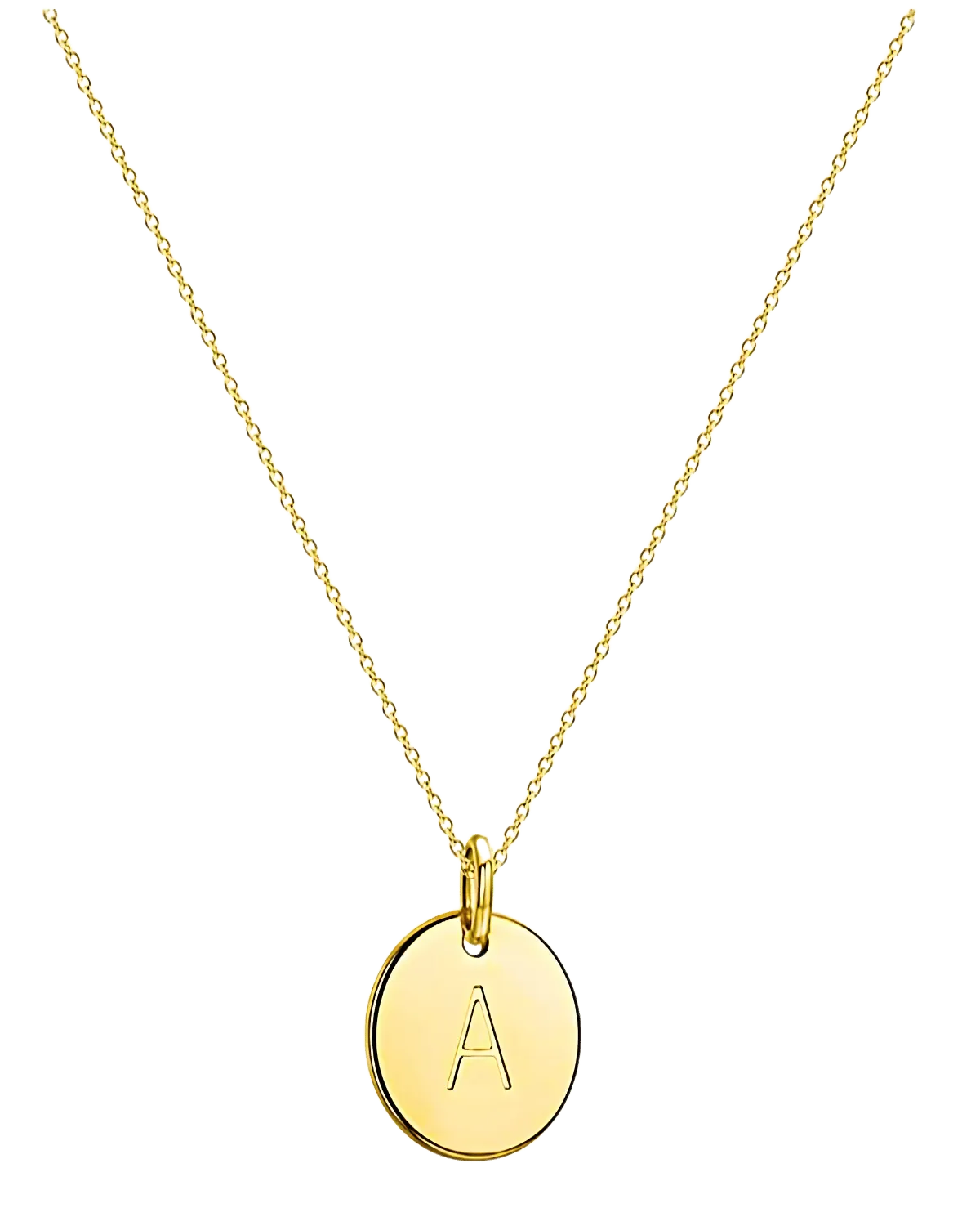 18K Gold Letter Pendant Necklace - Personalized Initial Circle