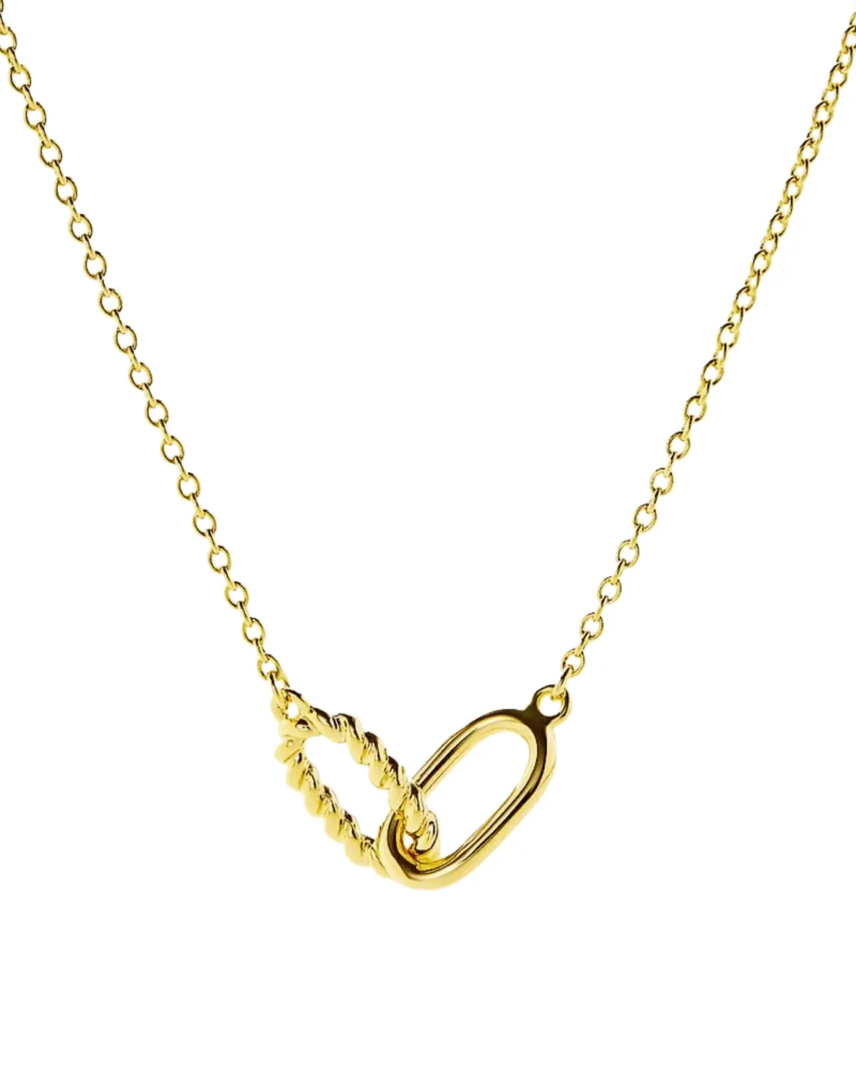 18K Gold Link Pendant Necklace - Interlocked