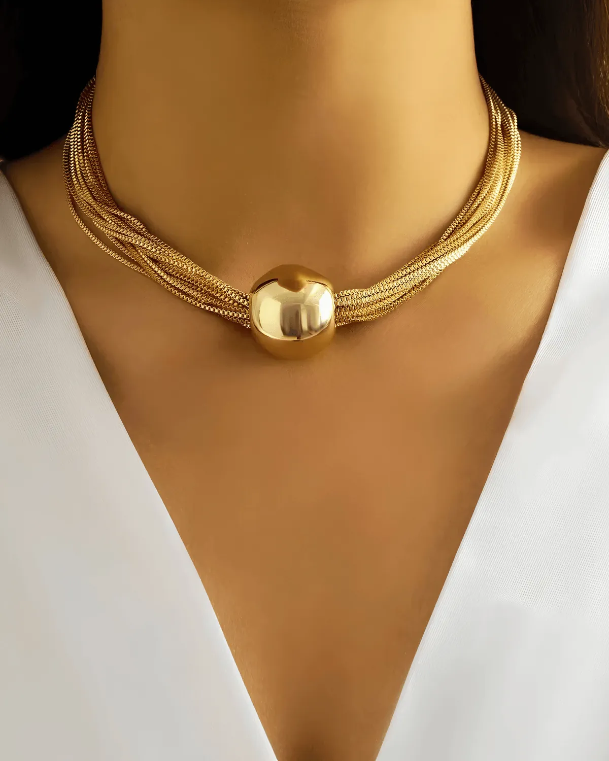 18K Gold Multi Layered Pendant Necklace