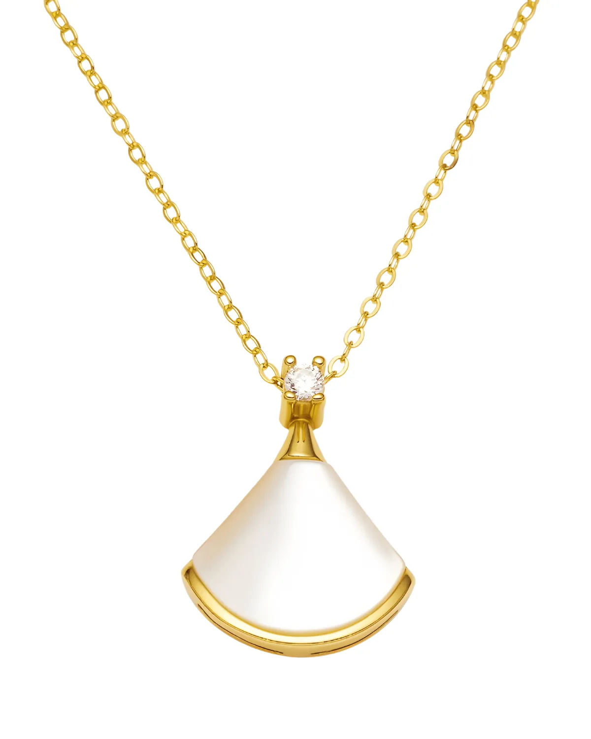 18K Gold Pendant Necklace with Mother of Pearl
