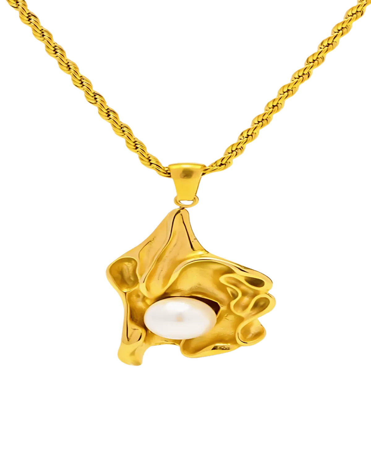 18K Gold Pendant Necklace with Pearl