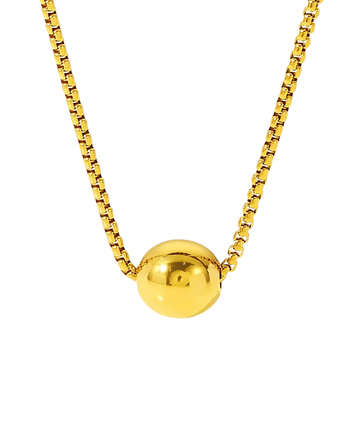 18K Gold Pendant Necklace with Round Ball