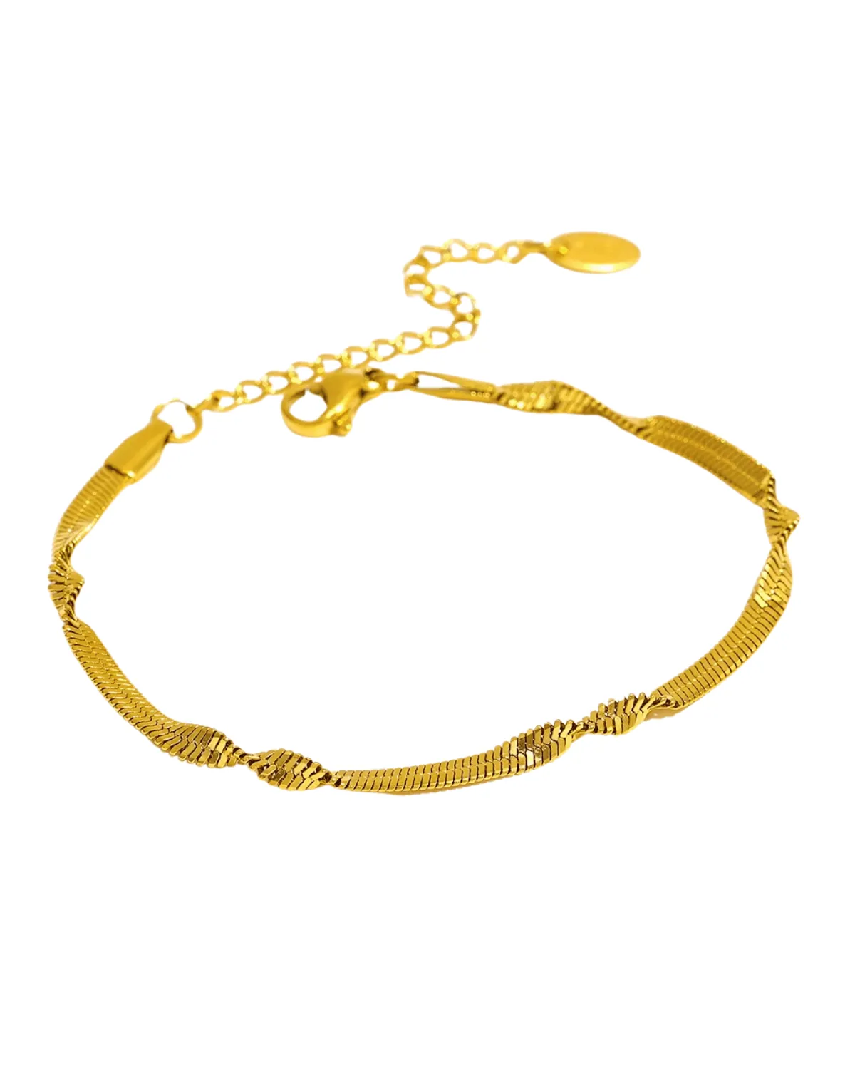 18K Gold Rope Herringbone Chain Bracelet