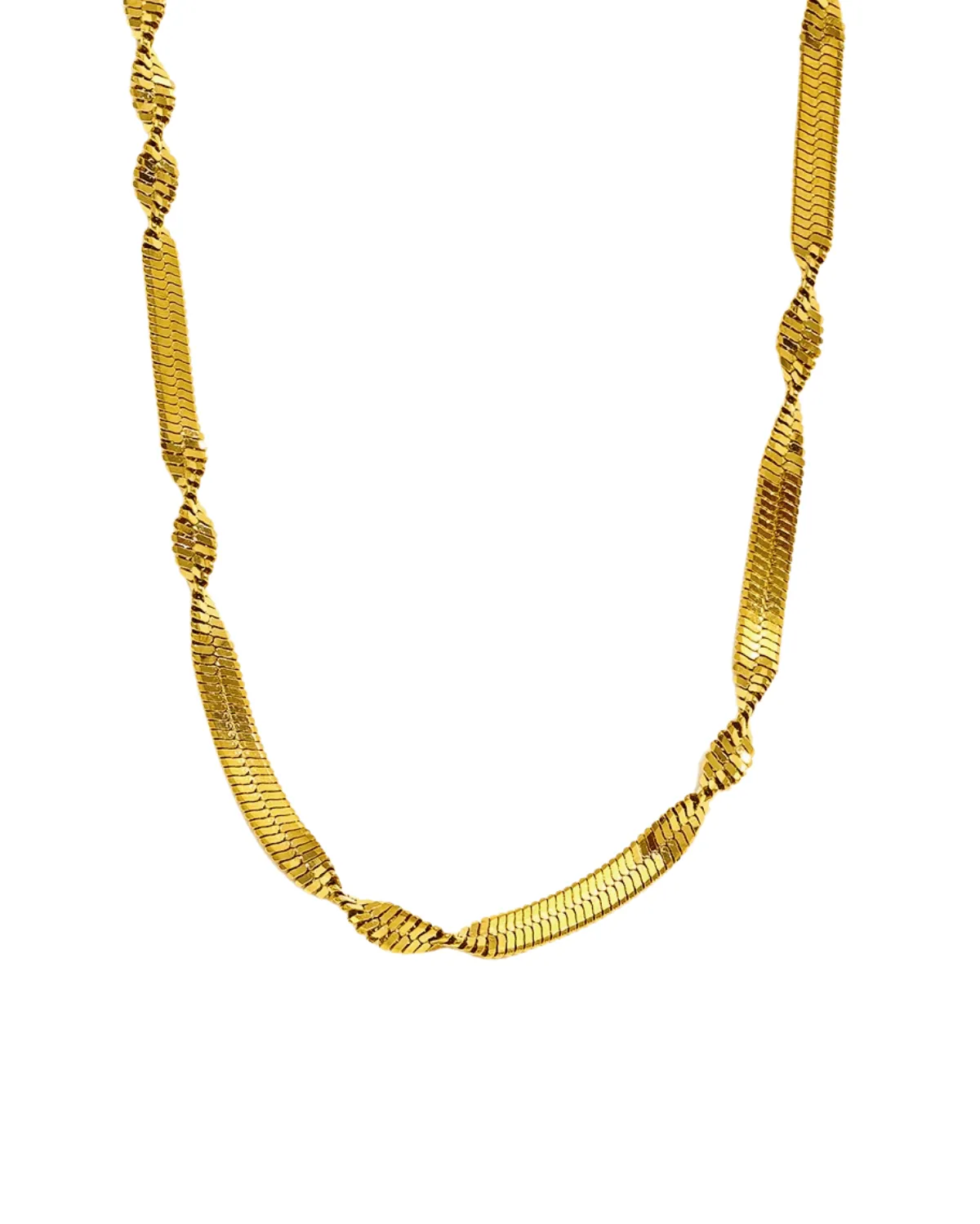 18K Gold Rope Herringbone Chain Necklace