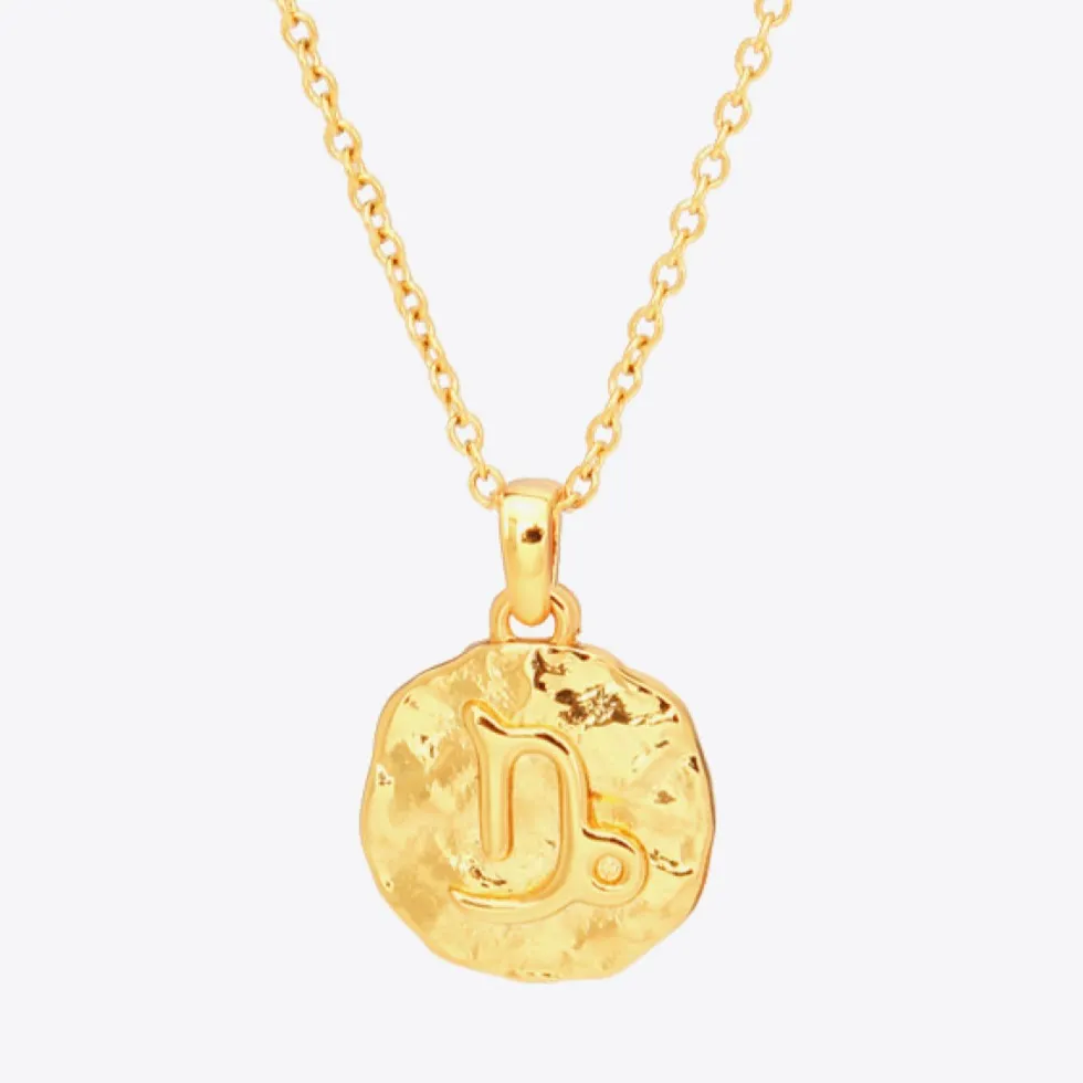 18K Gold Star Sign Zodiac Constellation Pendant Necklace - Circle