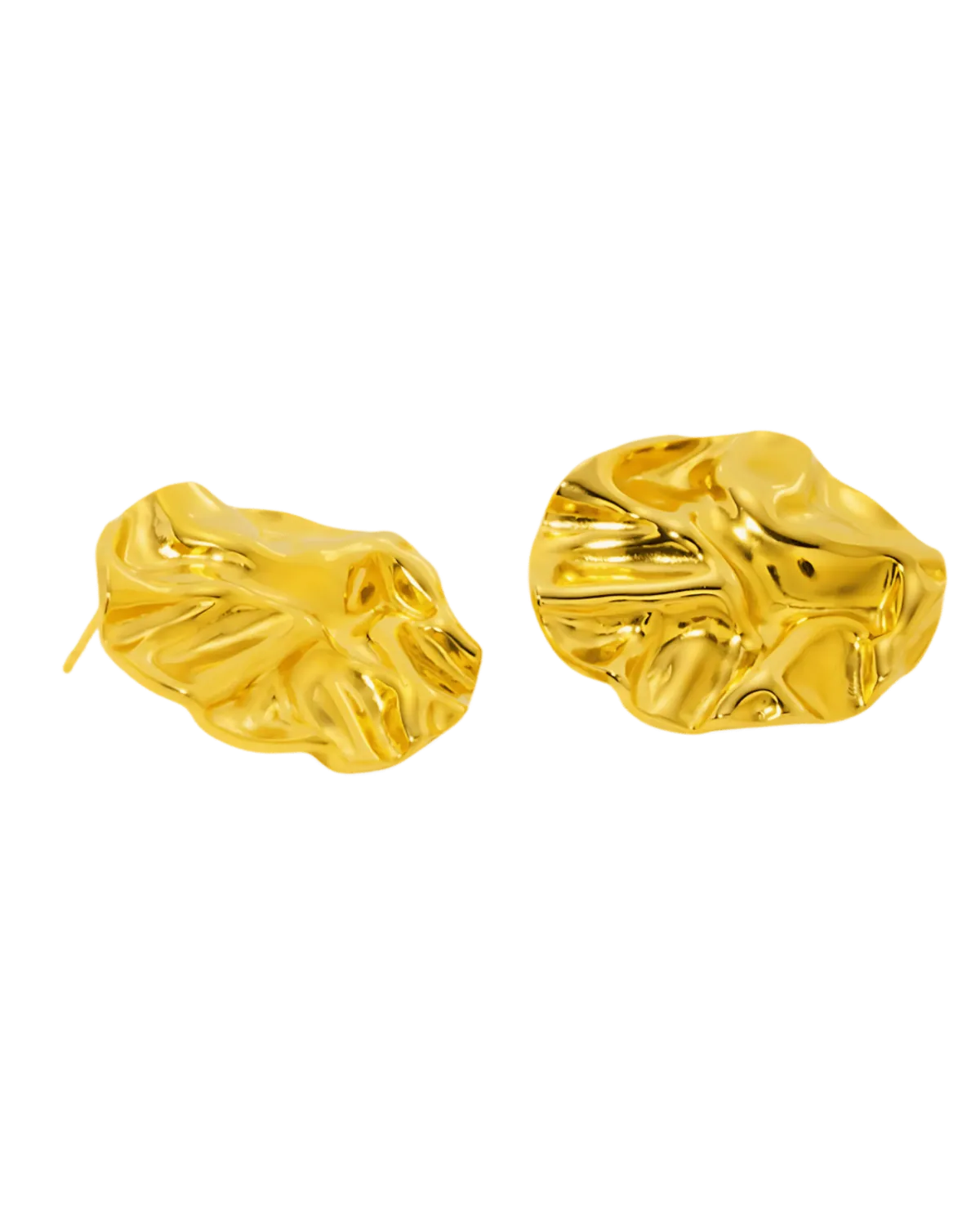 18K Gold Stud Earrings - Elegant Textured