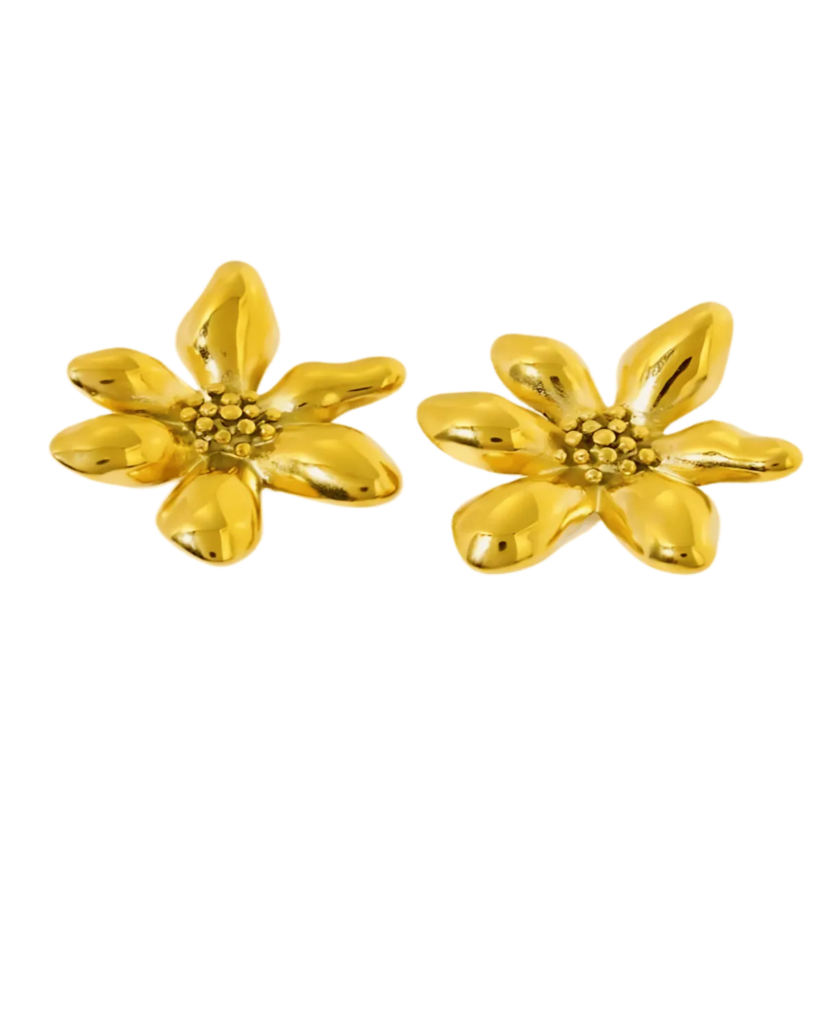 18K Gold Stud Earrings - Flower