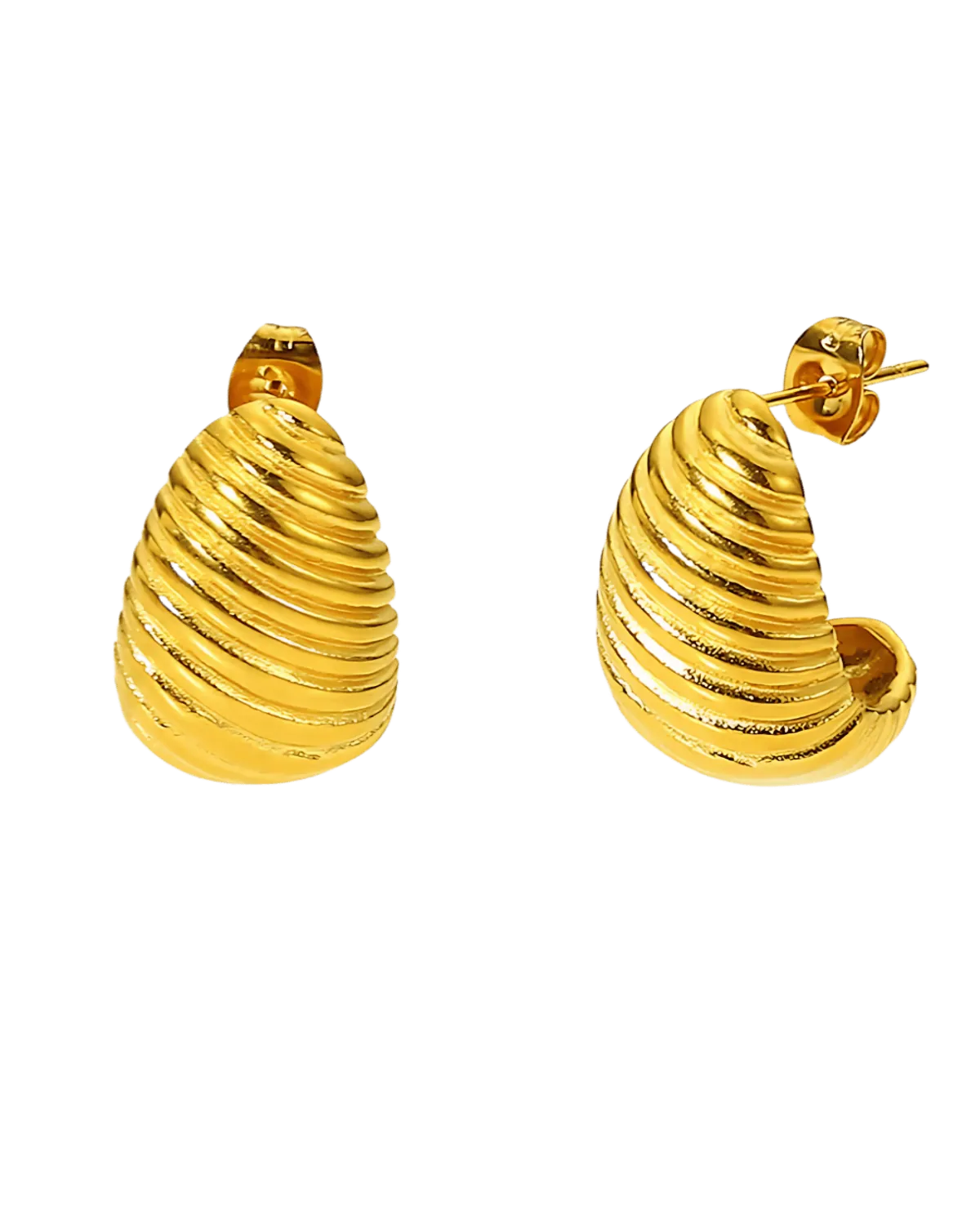 18K Gold Stud Earrings - Shell Shore Spiral