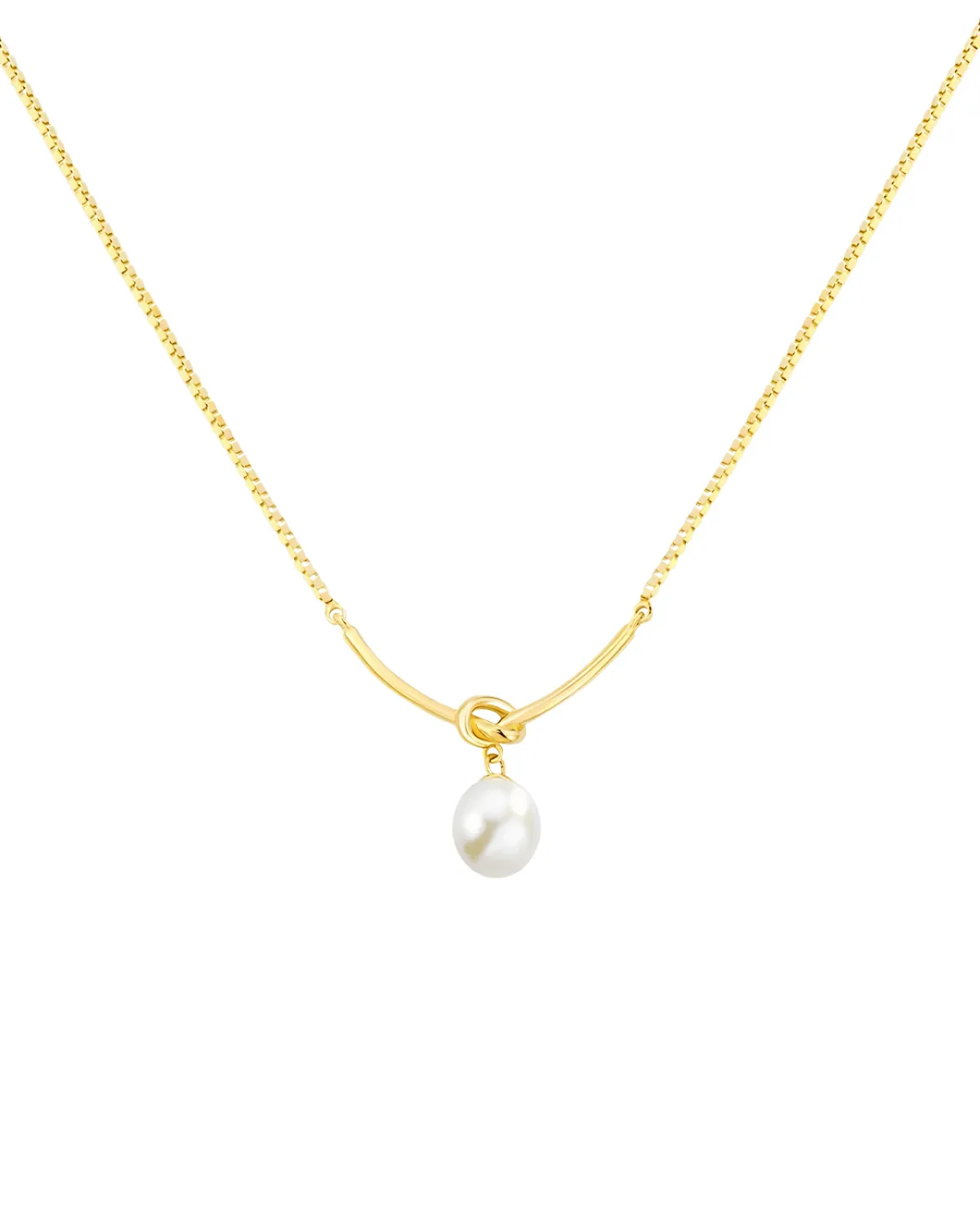 18K Pearl Gold Knot Pendant Necklace