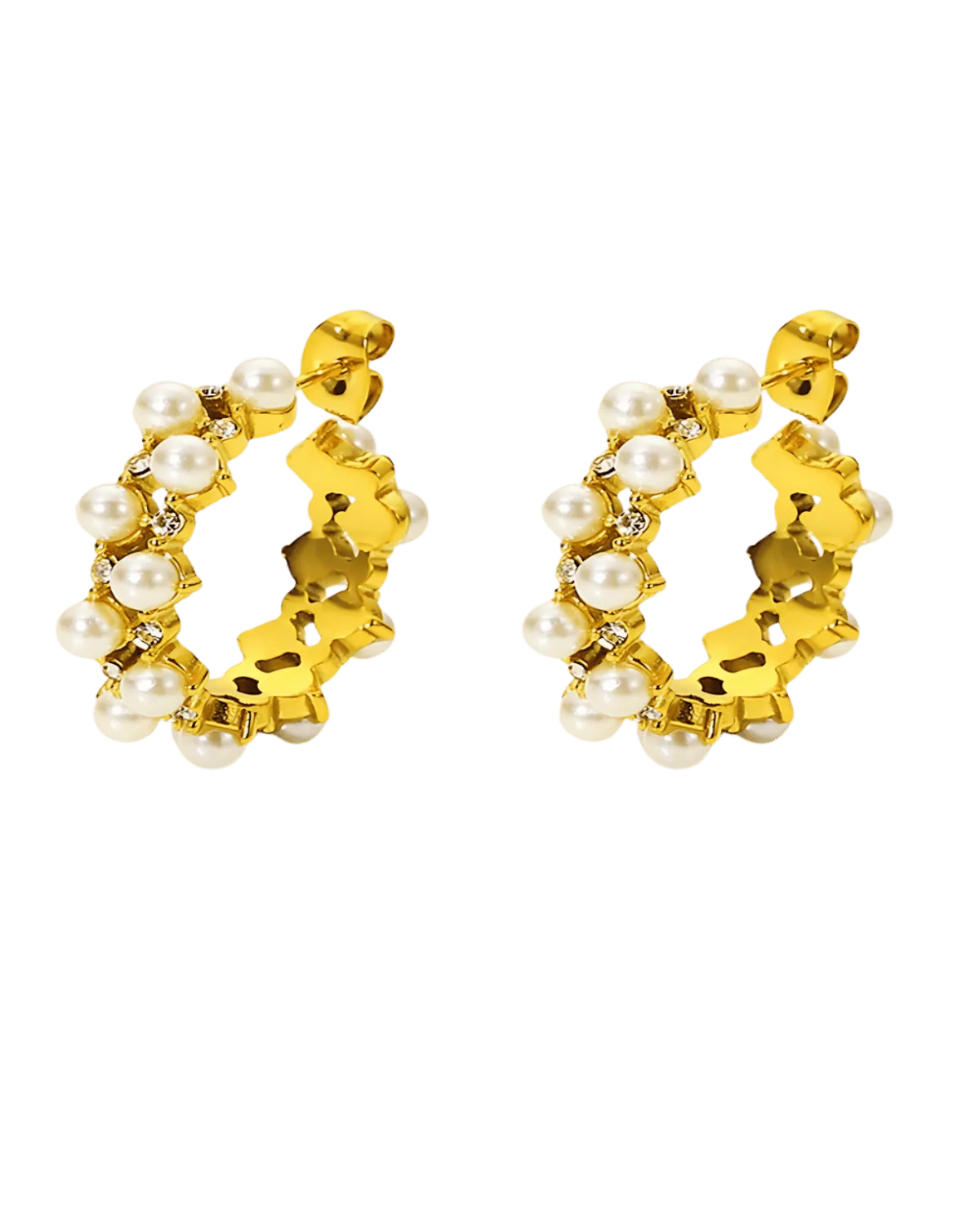 Mason & Madison Co. 18K Pearl Hoop Earrings - Diamond C