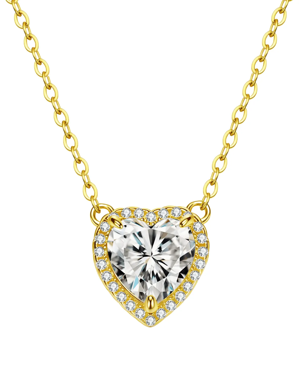 2 Carat Diamond 18K Gold Heart Necklace