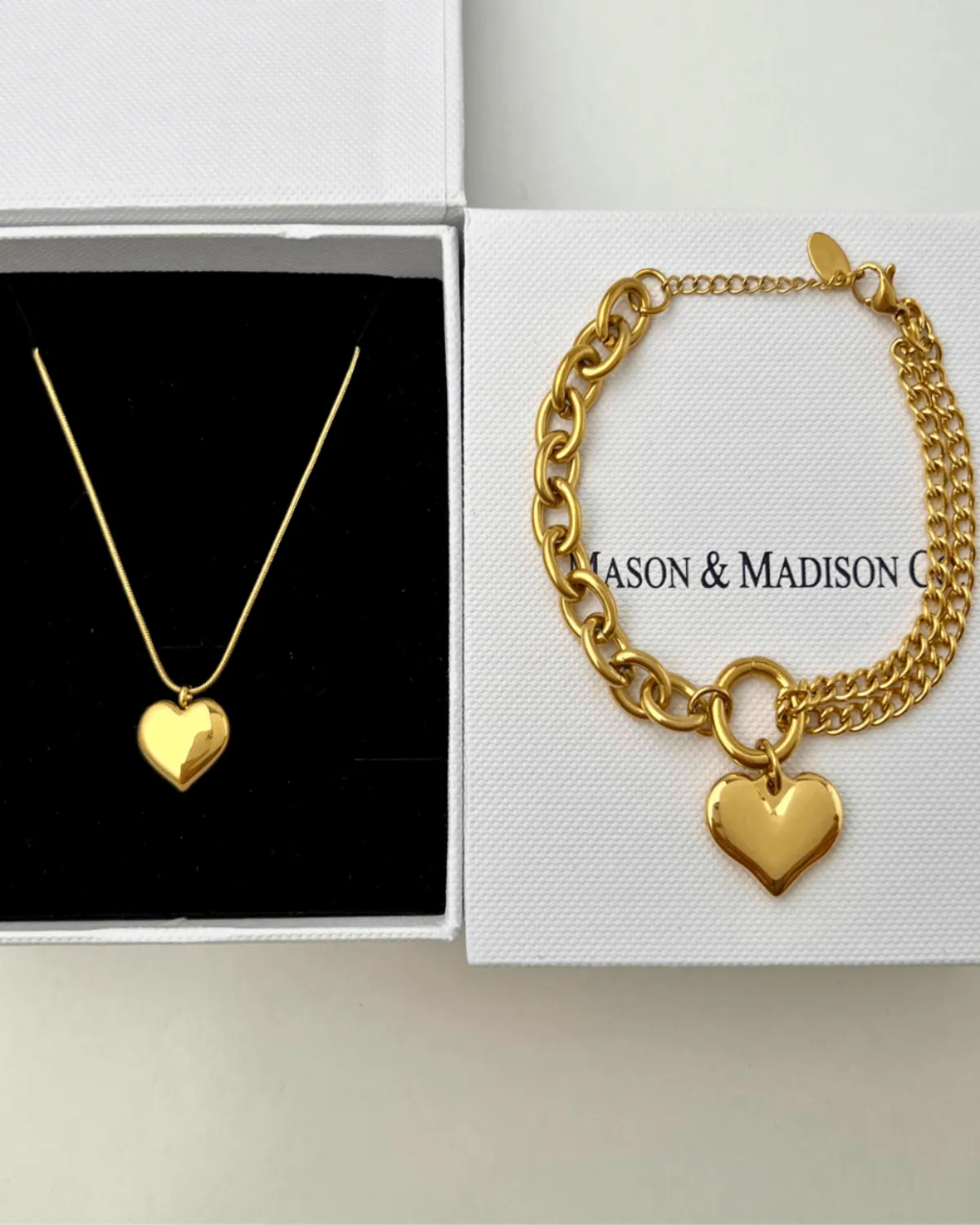 Best Trending 18K Gold Heart Necklace Bracelet Set Gift on Sale for Women, Lady, Mother, Wife