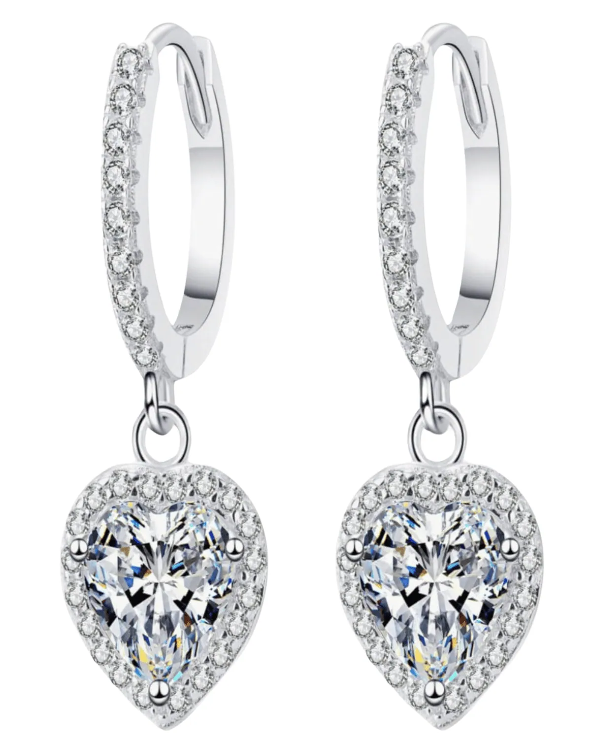 Best Trending 2 Carat Diamond Heart Drop Earrings Gift on Sale for Women, Lady, Mother, Wife