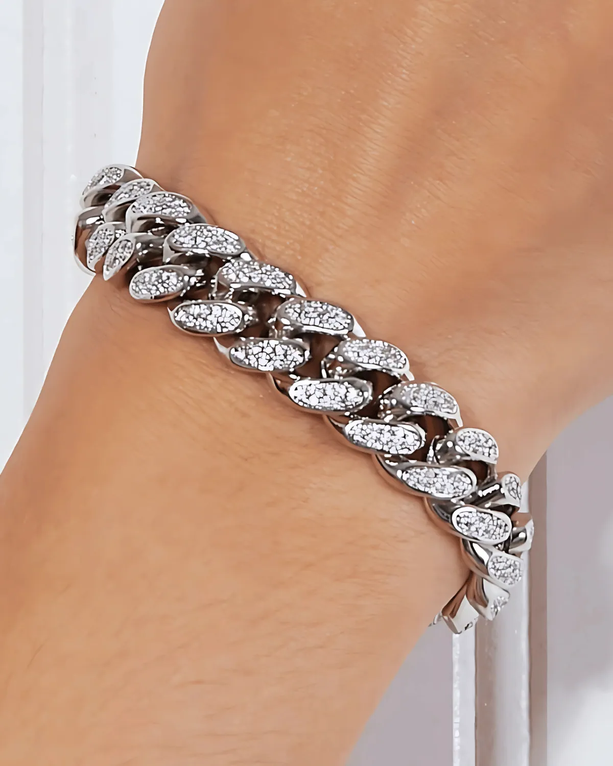 Diamond Silver Chain Bracelet - MASON CHUNKY CHAIN™ - On My Mind