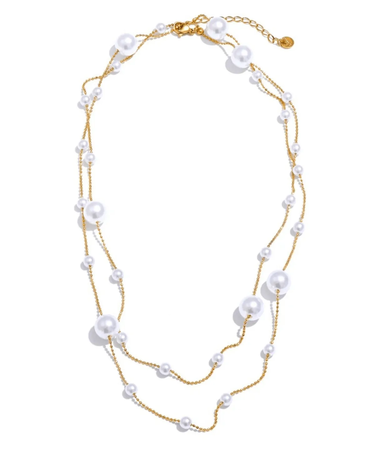 Pearl Long Chain Necklace - 18K Gold