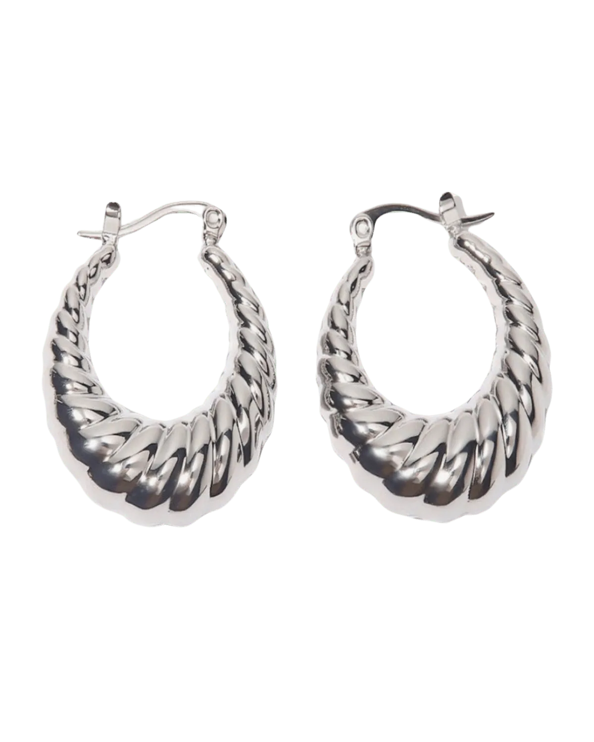 Silver Hoop Earrings - Textured