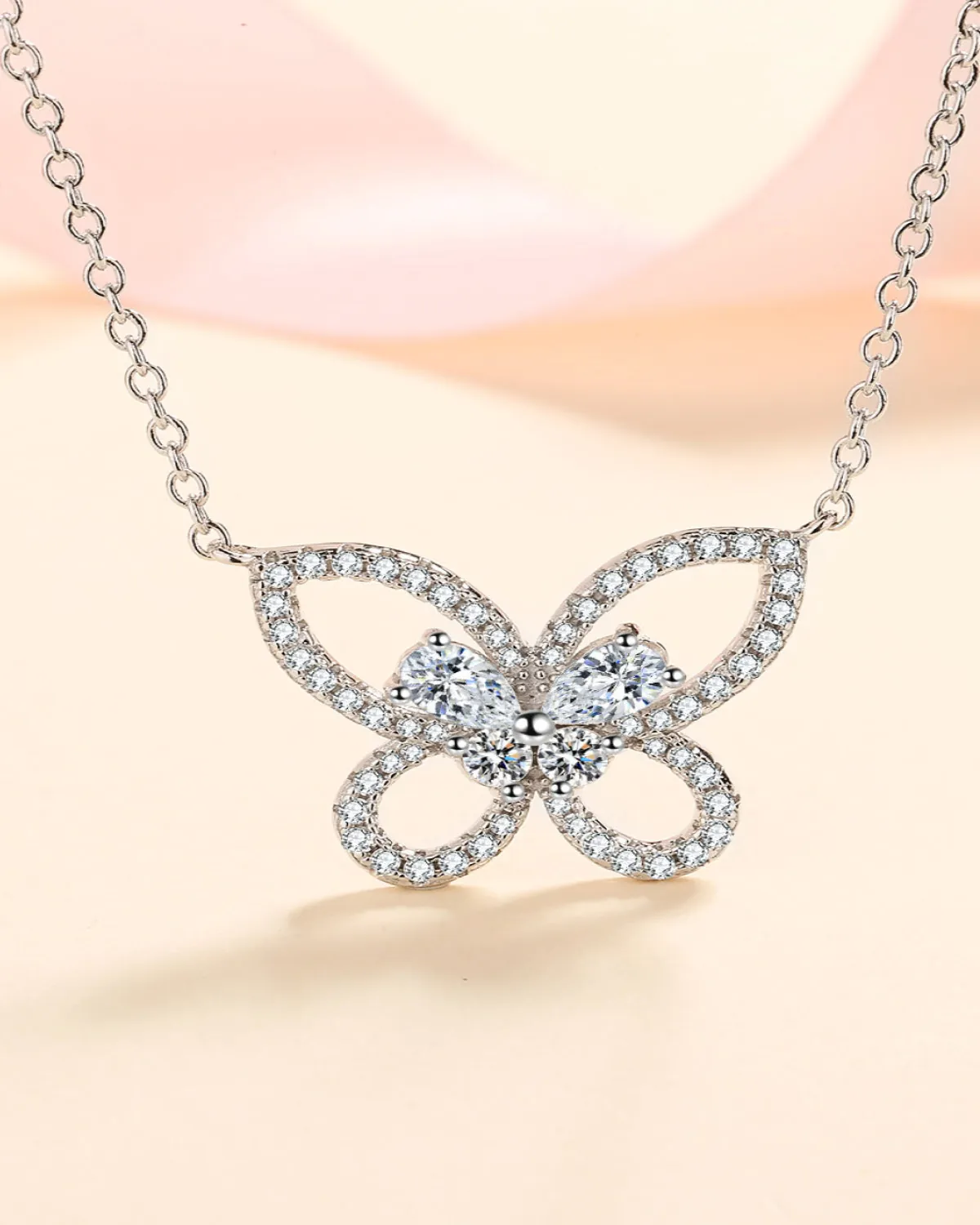 0.82 Carat Diamond Butterfly Pendant Necklace