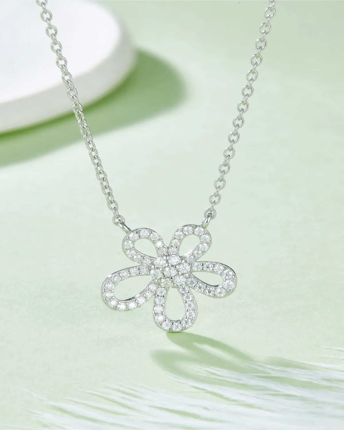 1.8 Carat Diamond Flower Pendant Necklace