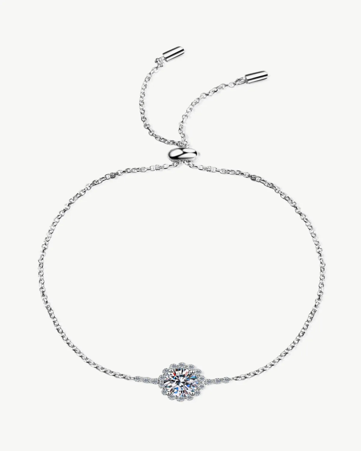 1 Carat Diamond Adjustable Round Charm Chain Bracelet