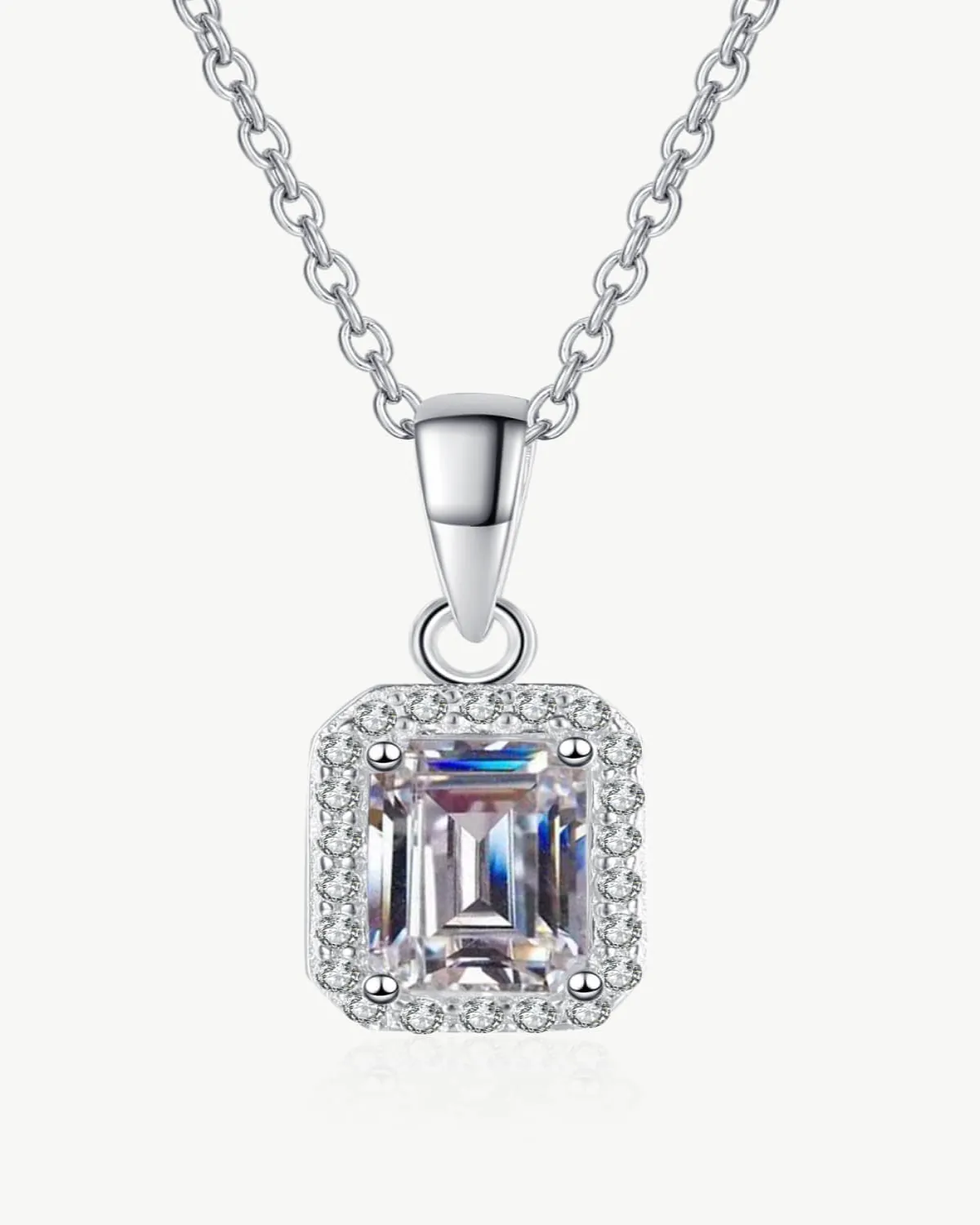 1 Carat Diamond Emerald Pendant Necklace