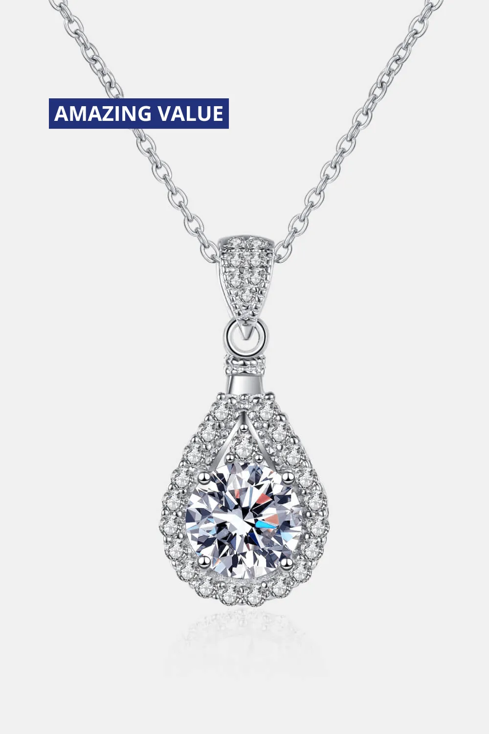 1 Carat Diamond Pear Pendant Necklace