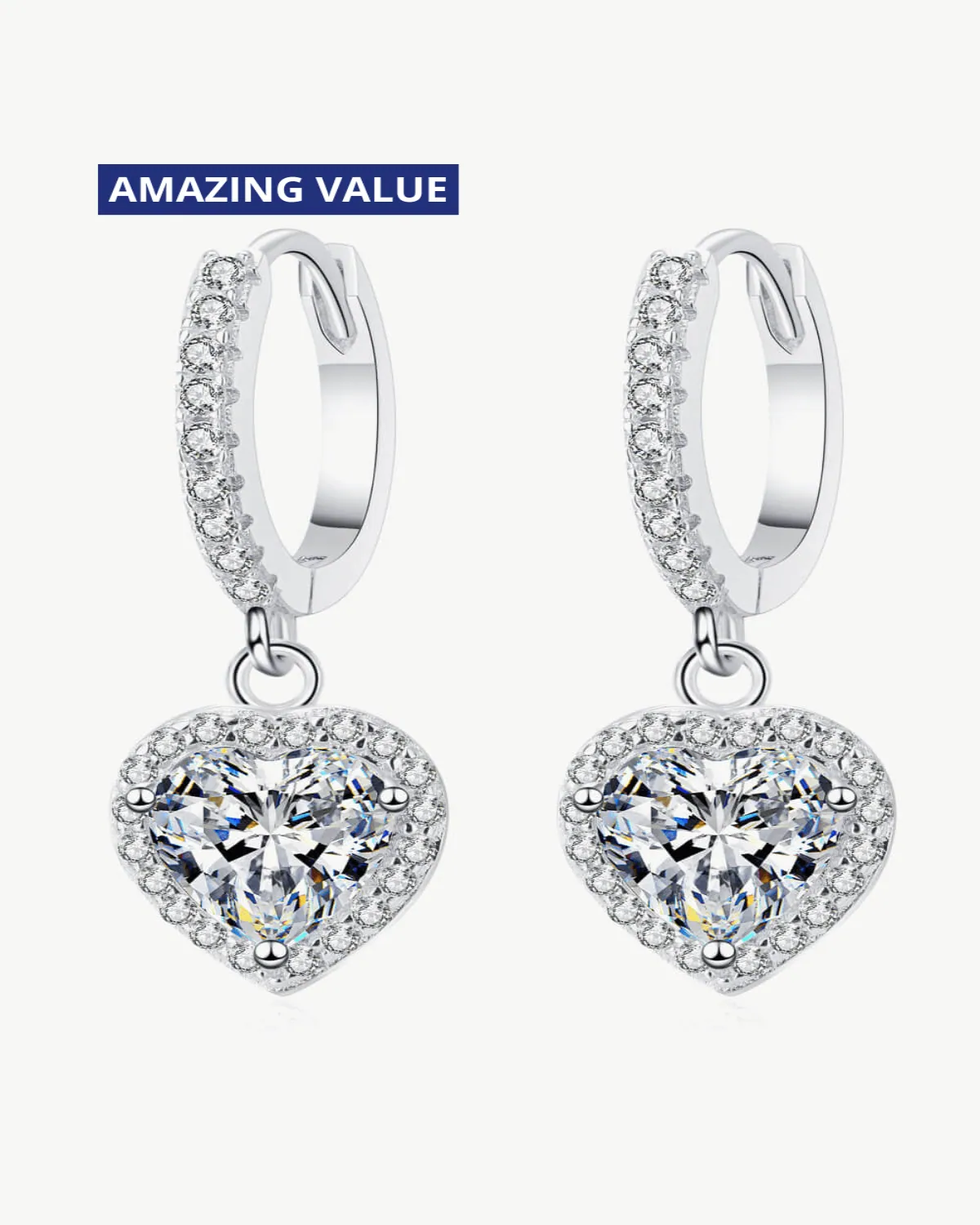 2 Carat Diamond Heart Drop Earrings