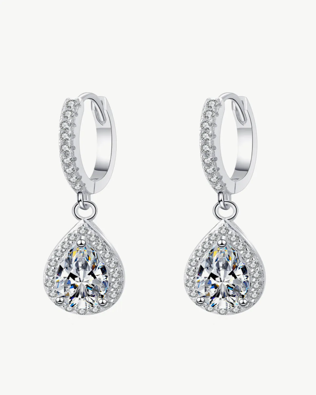 2 Carat Diamond Pear Drop Earrings