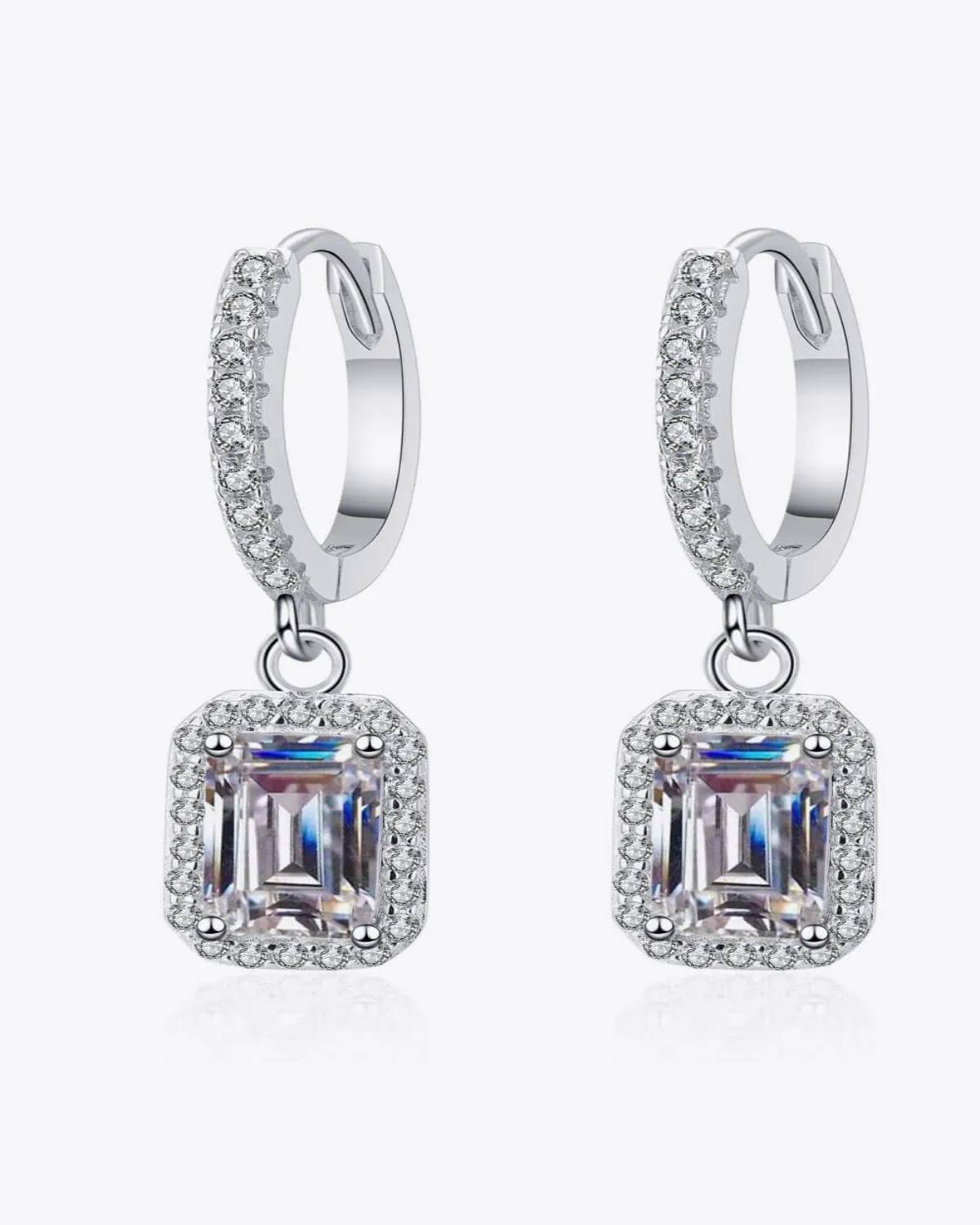 2 Carat Diamond Radiant Drop Earrings