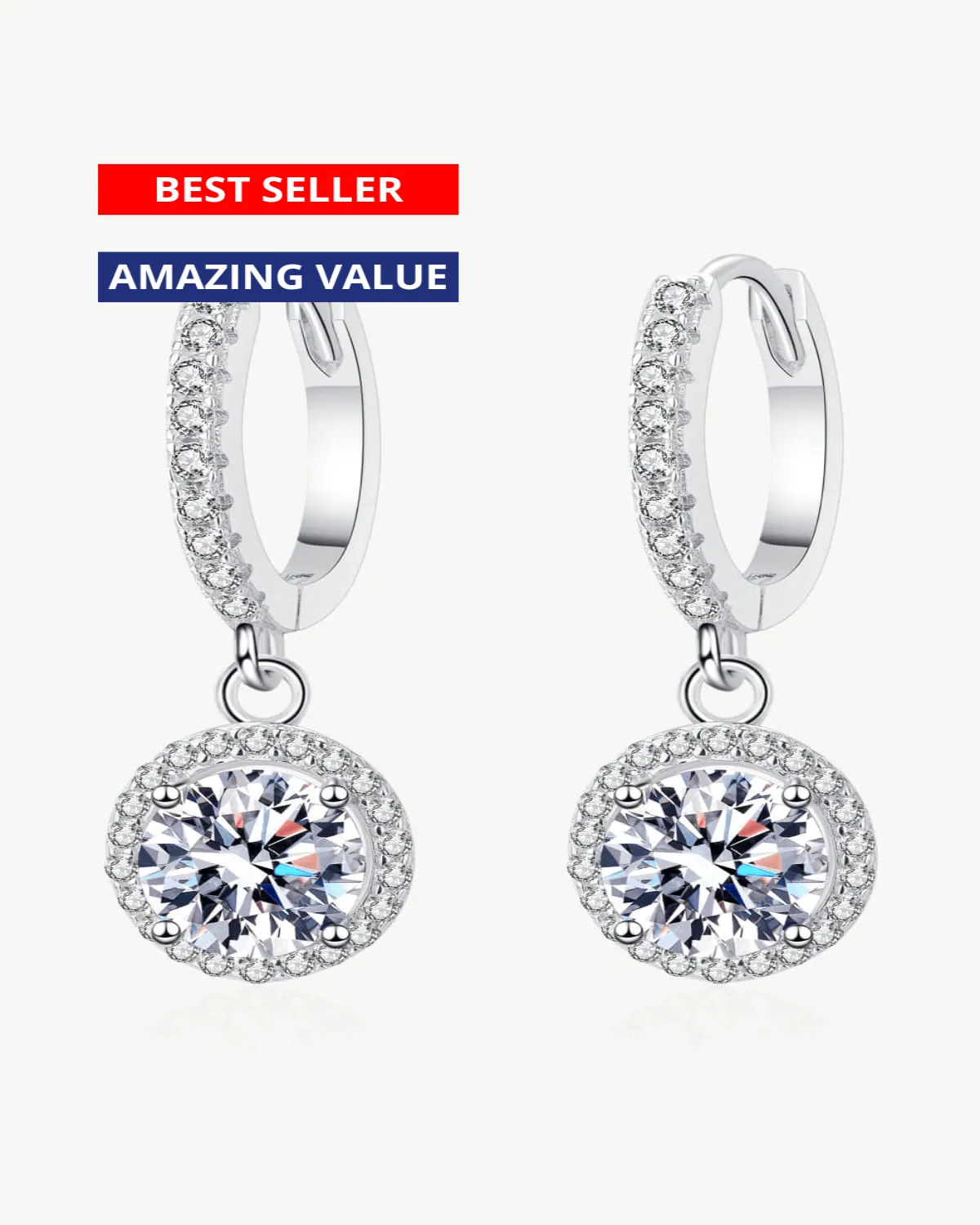 2 Carat Diamond Round Drop Earrings